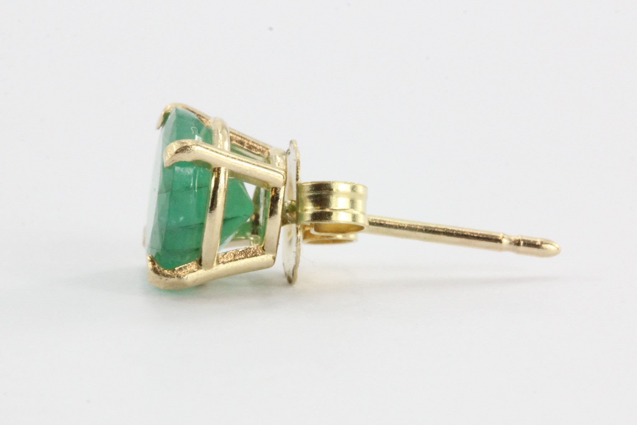 14K Gold 1.3 TCW Classic Emerald Earrings Studs - Queen May
