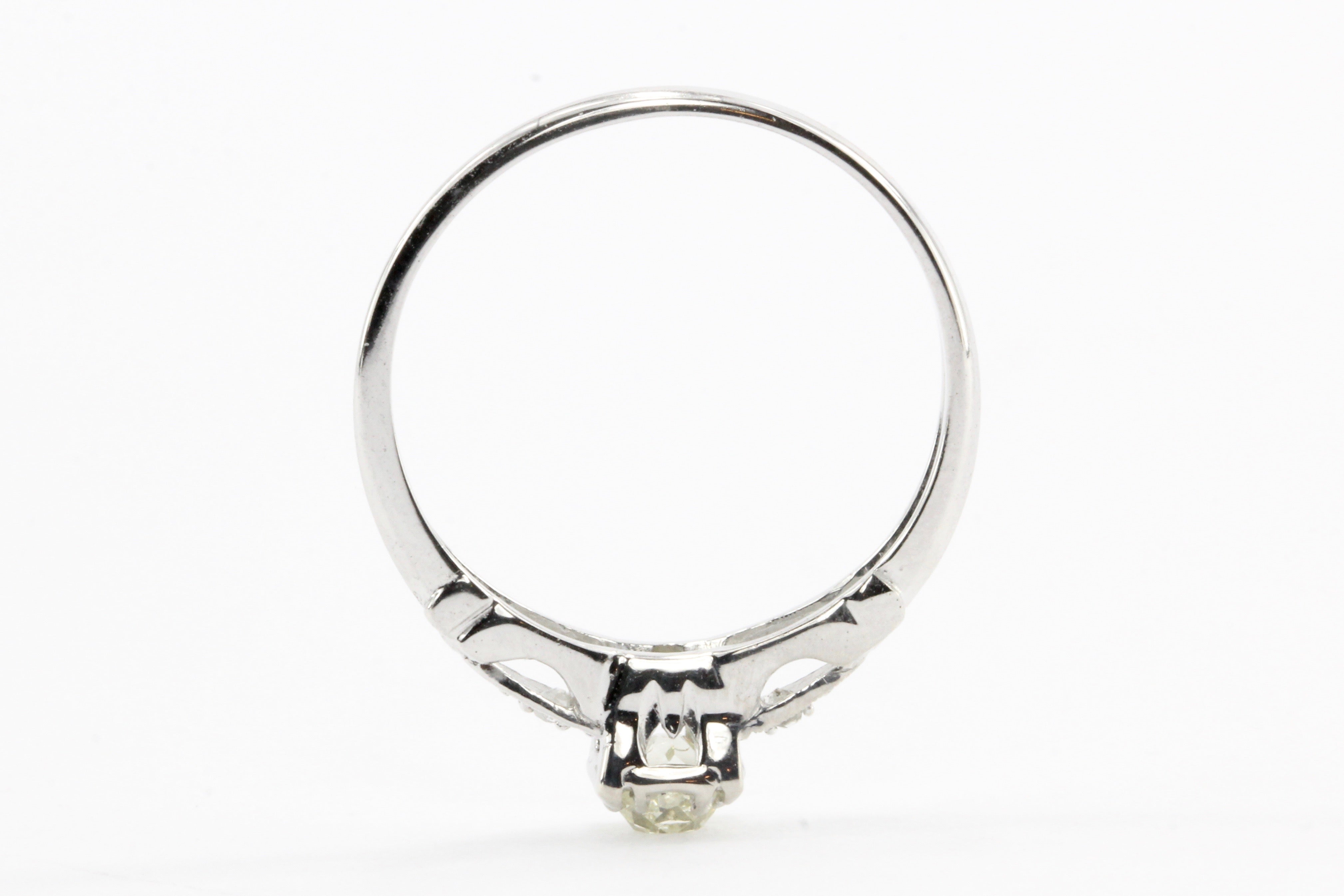 Art Deco 14k White Gold Old European Cut Diamond Engagement Ring c.1920 - Queen May