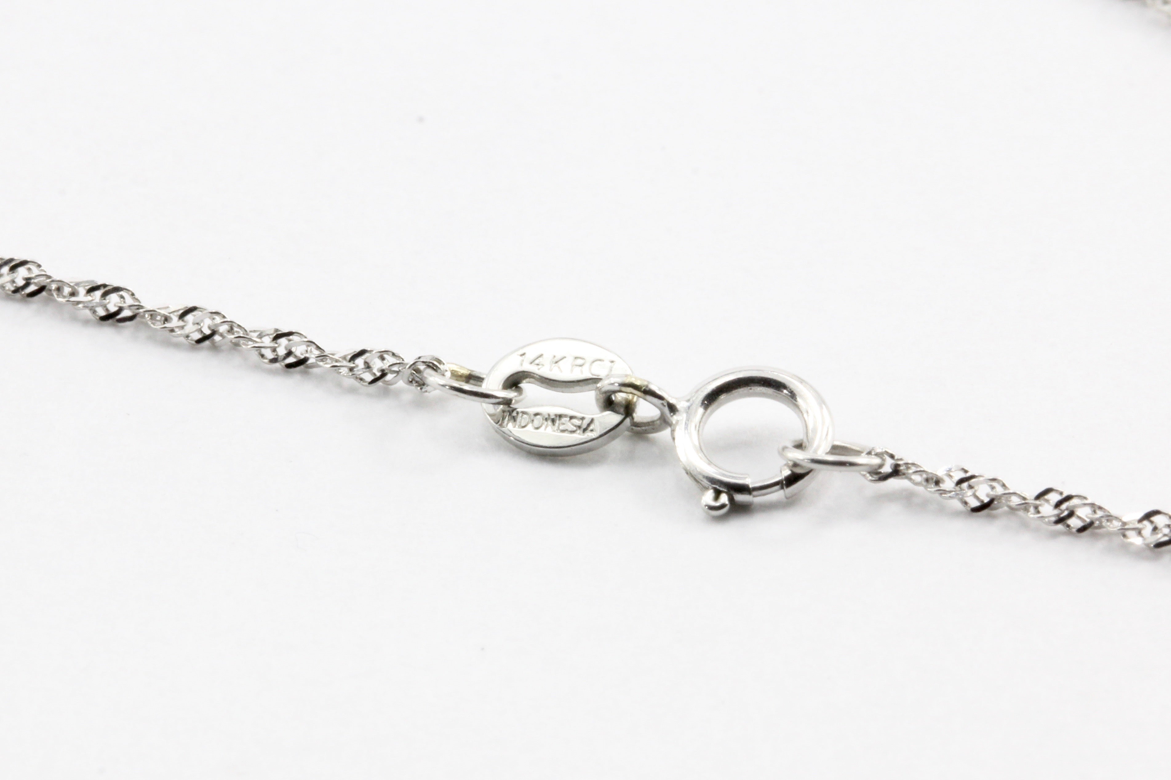 Edwardian 14K White Gold Sapphire Drop Pendant Necklace c.1900 - Queen May