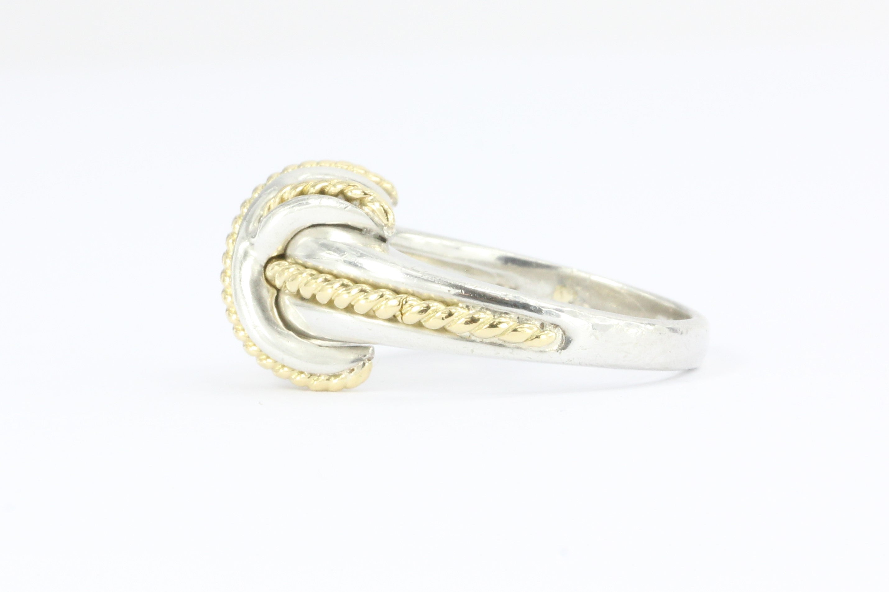 Tiffany & Co Sterling Silver & 18k Gold X Lovers Knot Ring Size 6.75 - Queen May