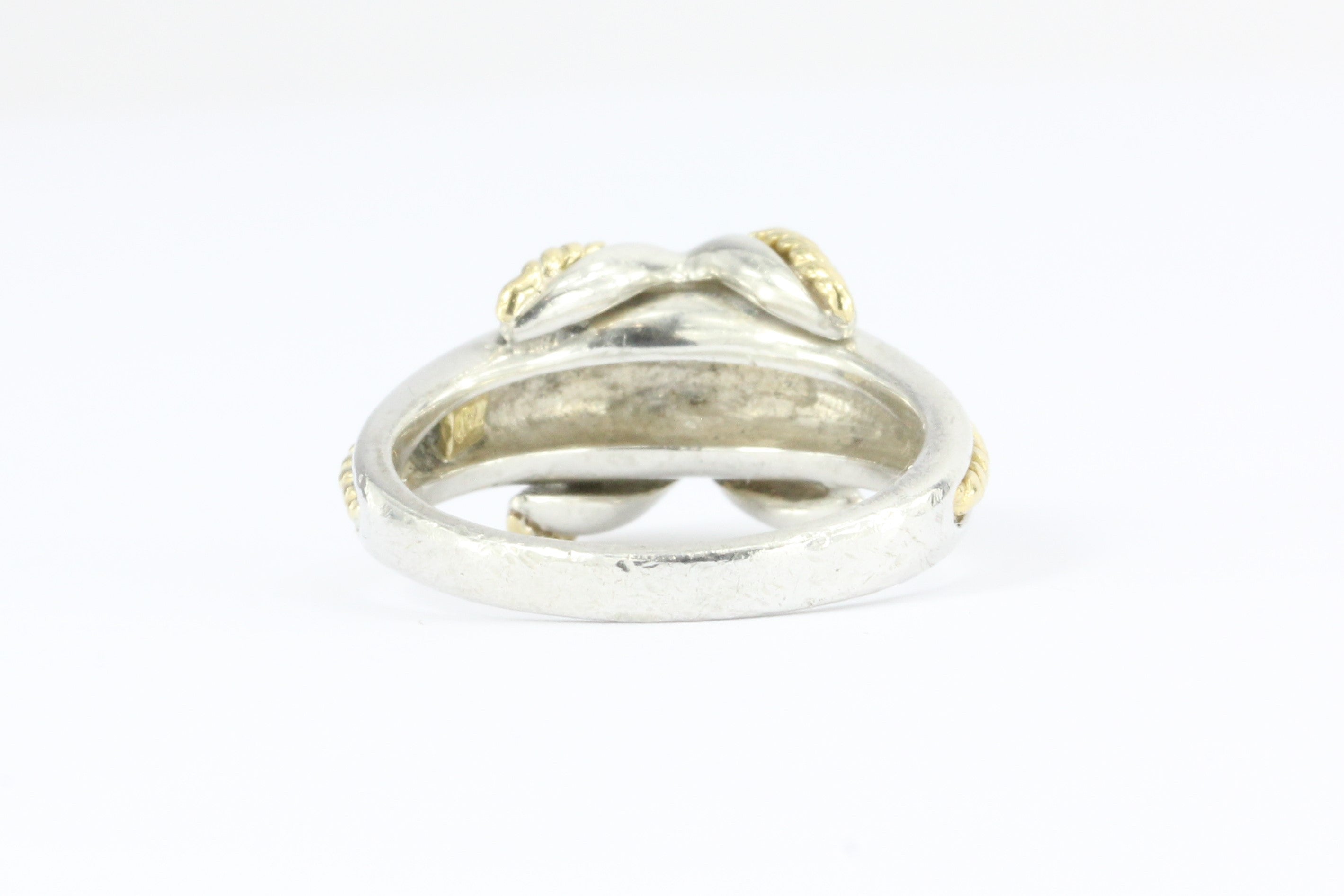 Tiffany & Co Sterling Silver & 18k Gold X Lovers Knot Ring Size 6.75 - Queen May