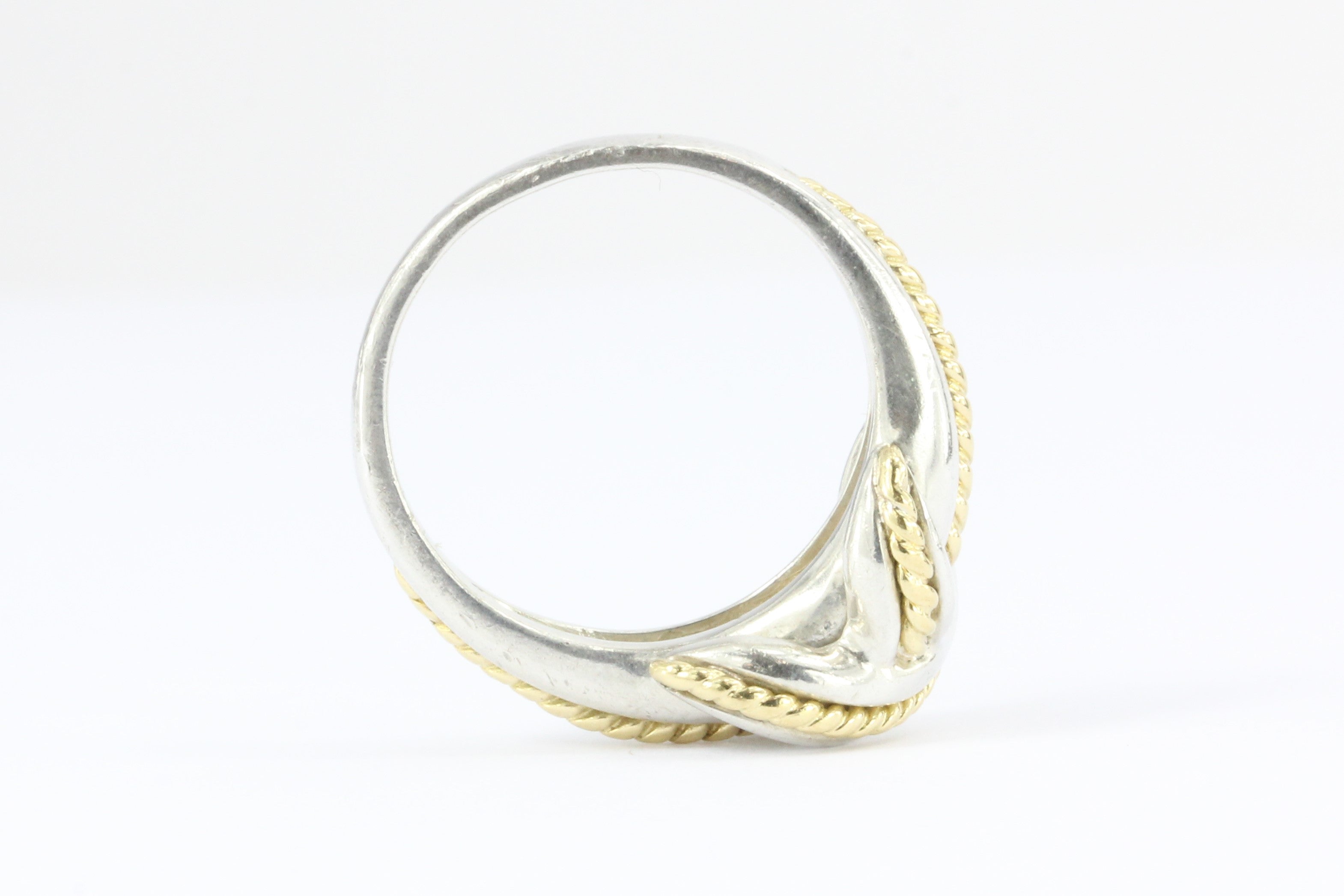 Tiffany & Co Sterling Silver & 18k Gold X Lovers Knot Ring Size 6.75 - Queen May
