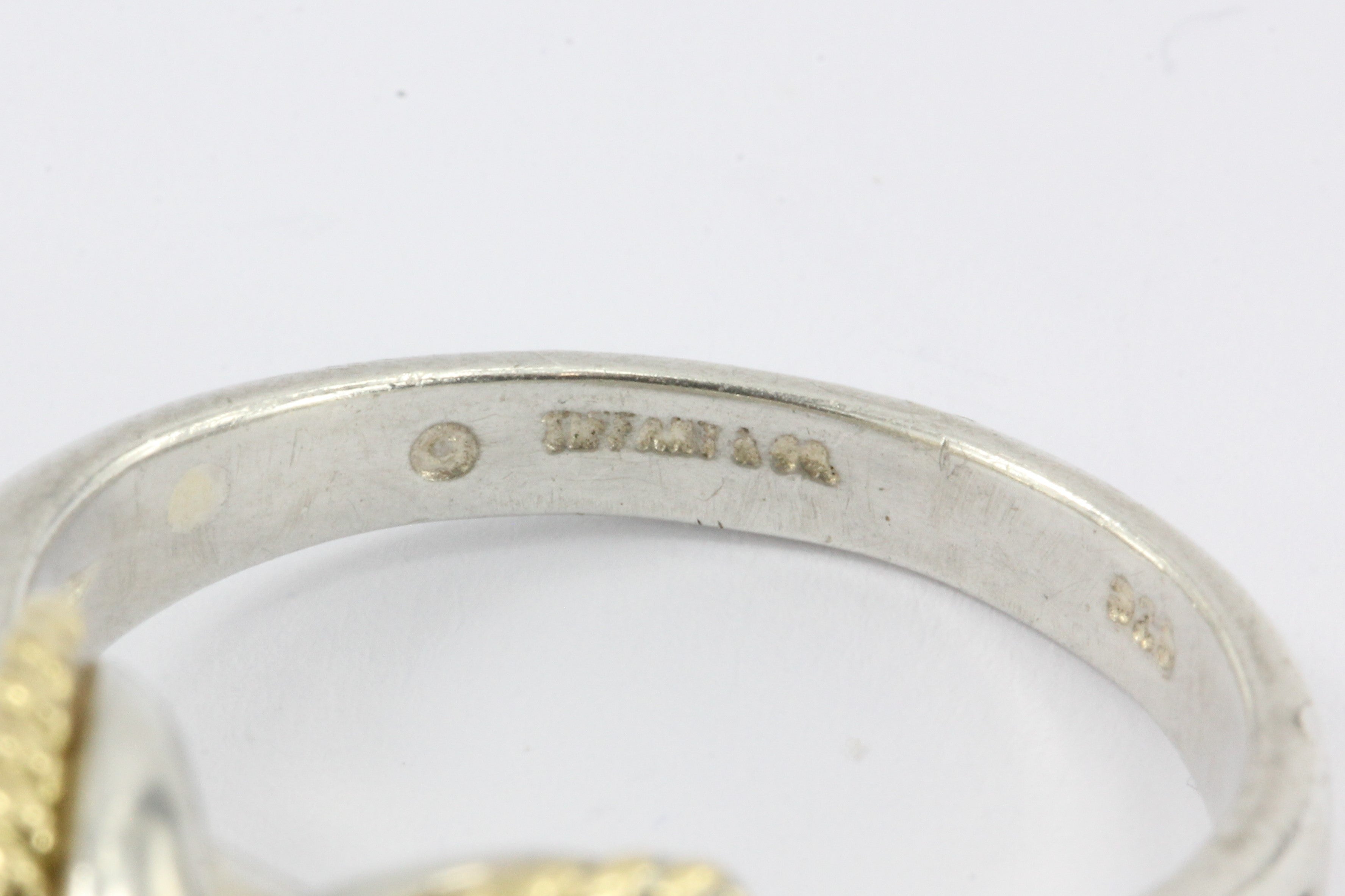 Tiffany & Co Sterling Silver & 18k Gold X Lovers Knot Ring Size 6.75 - Queen May