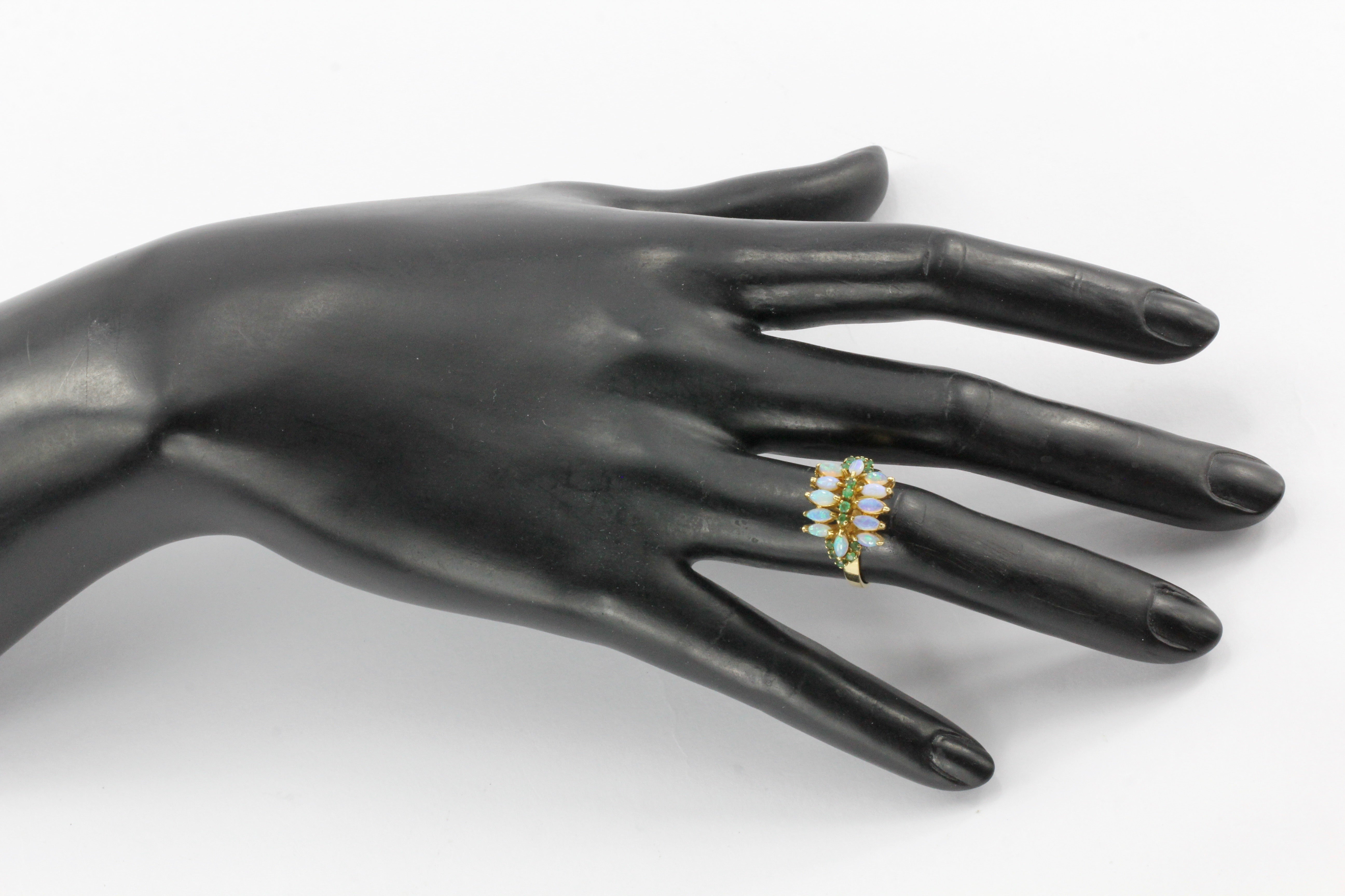 Vintage 14k Gold Opal & Green Tourmaline Cocktail Ring - Queen May