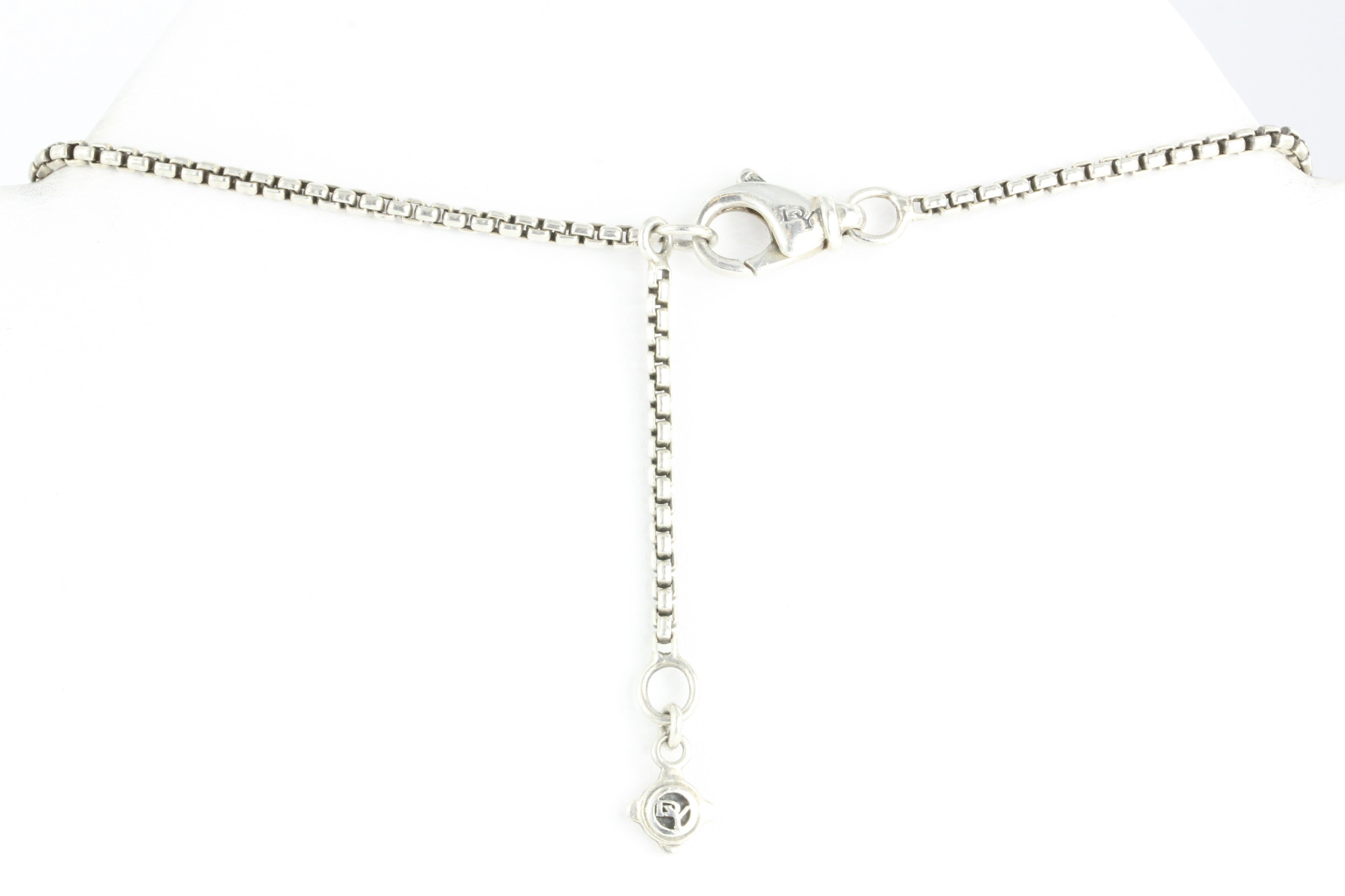 David Yurman Sterling Silver Diamond Heart X Pendant Necklace 18" - Queen May