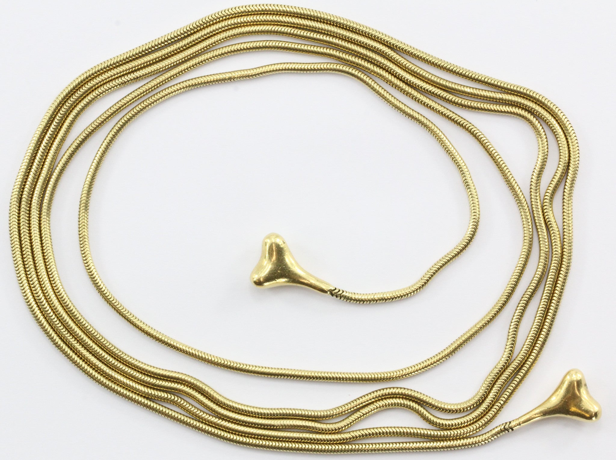 Tiffany & Co 18K Gold 50" Long Lariat Necklace Bone End - Queen May