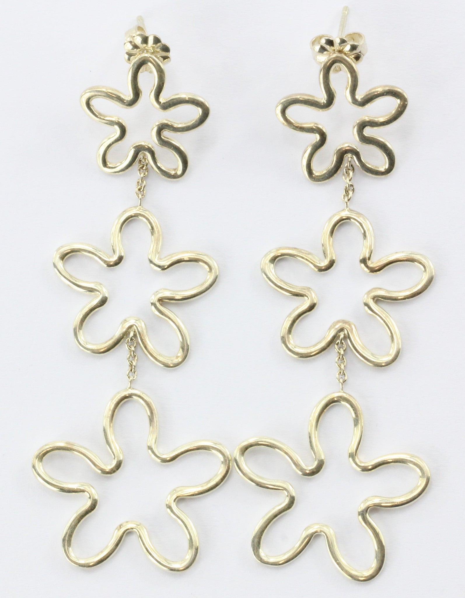 Tiffany & Co Sterling Silver RARE Plumeria Earrings - Queen May