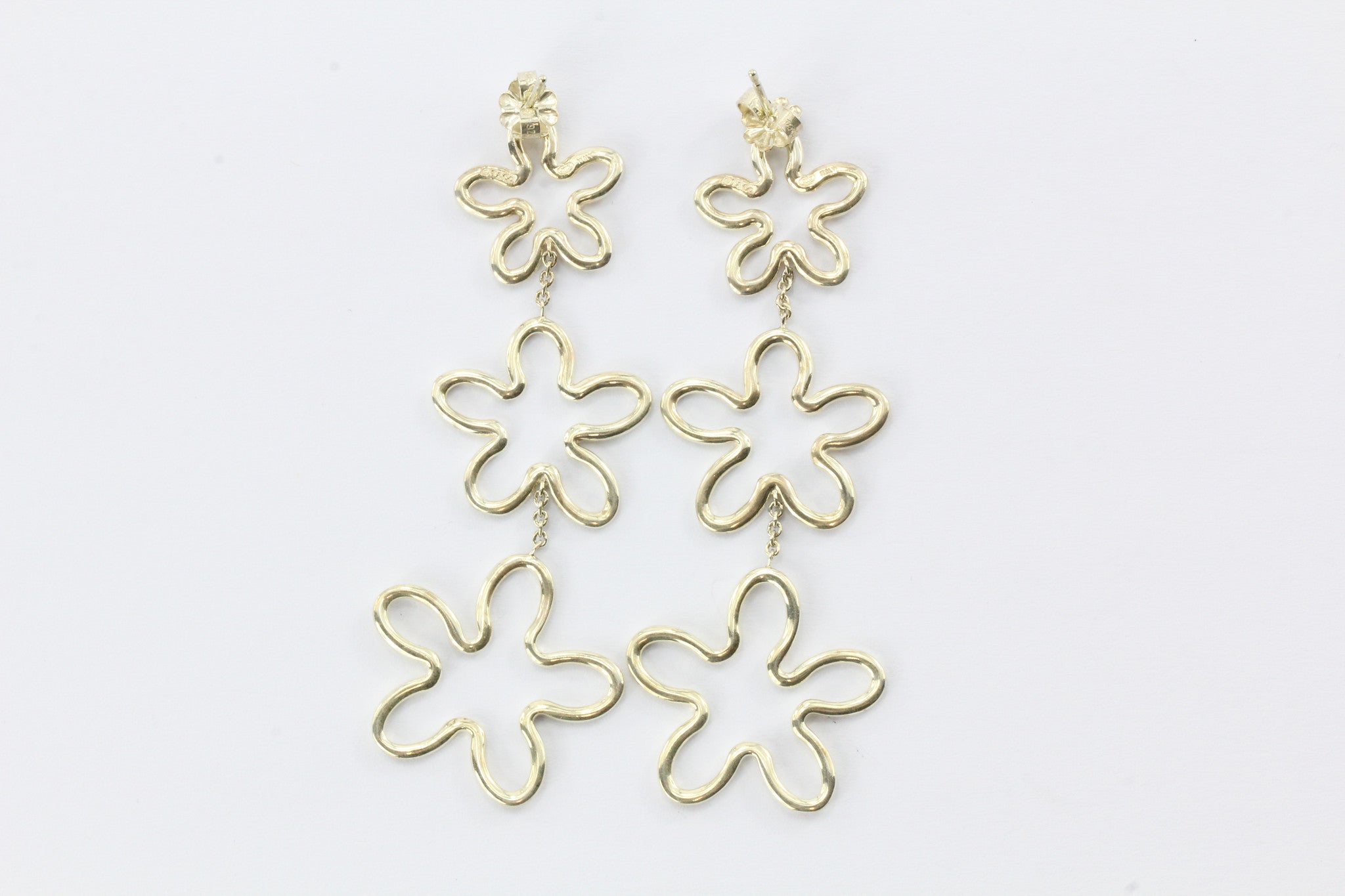 Tiffany & Co Sterling Silver RARE Plumeria Earrings - Queen May
