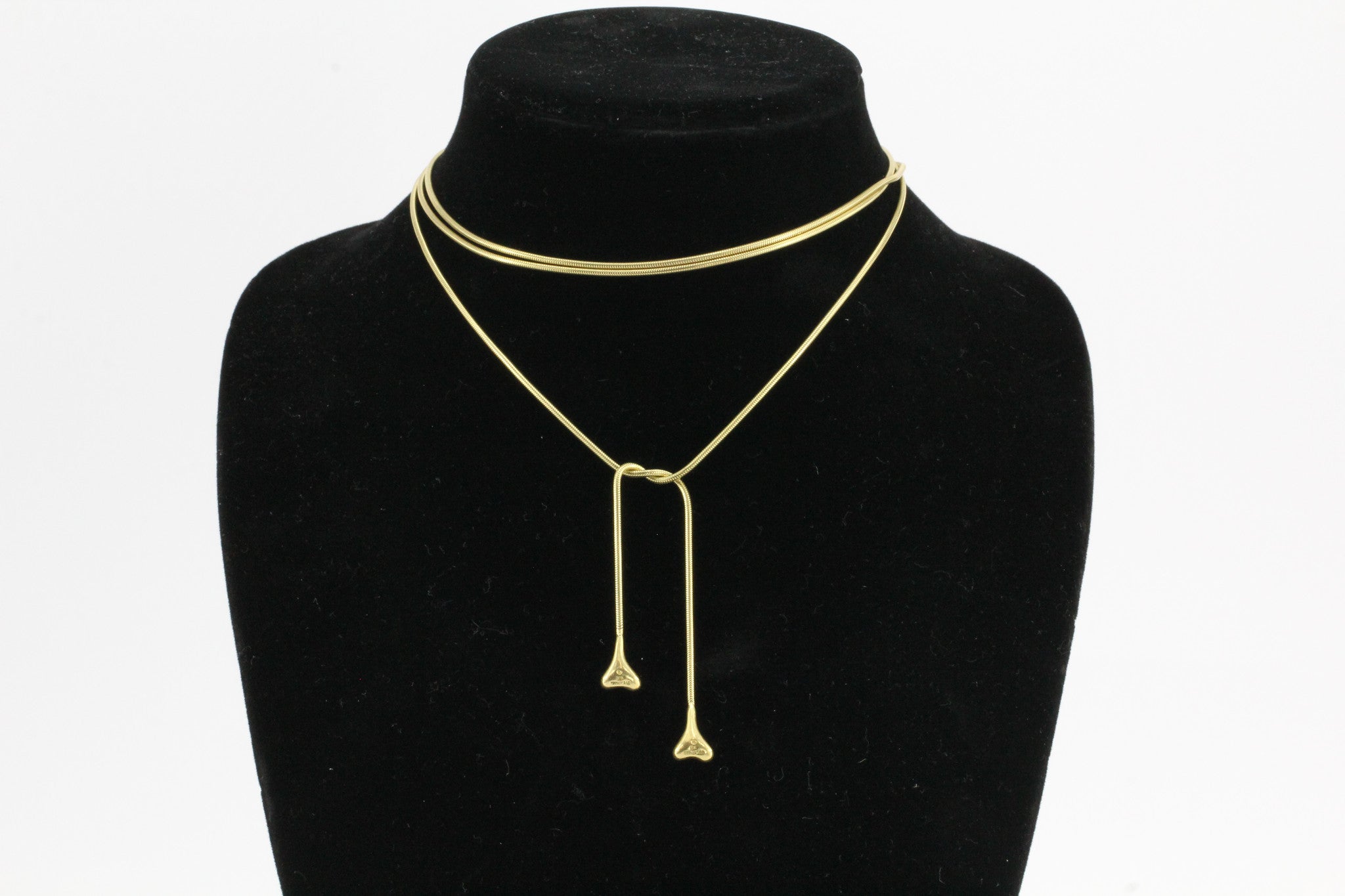 Tiffany & Co 18K Gold 50" Long Lariat Necklace Bone End - Queen May
