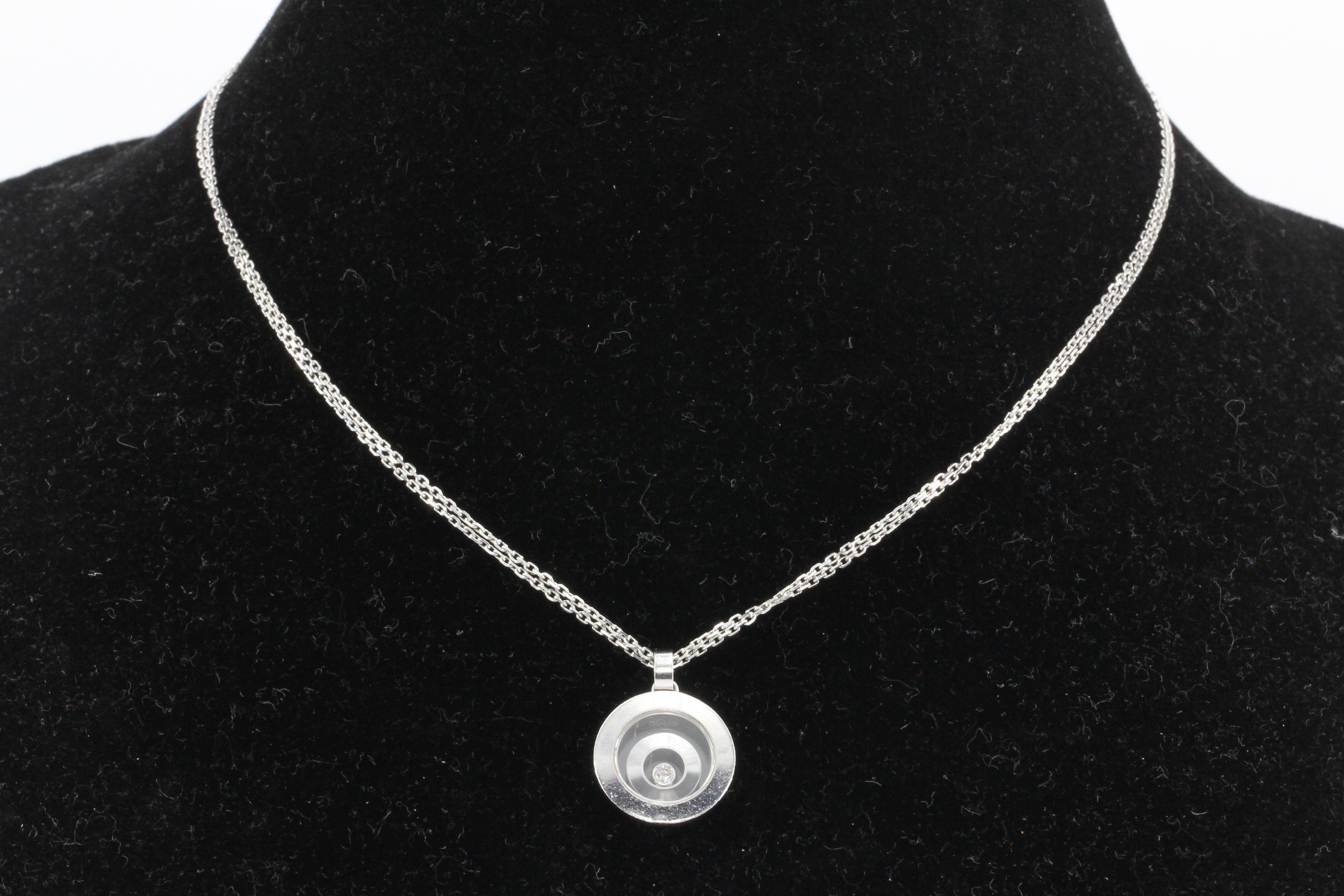 18K White Gold Chopard Floating Diamond Pendant - Queen May