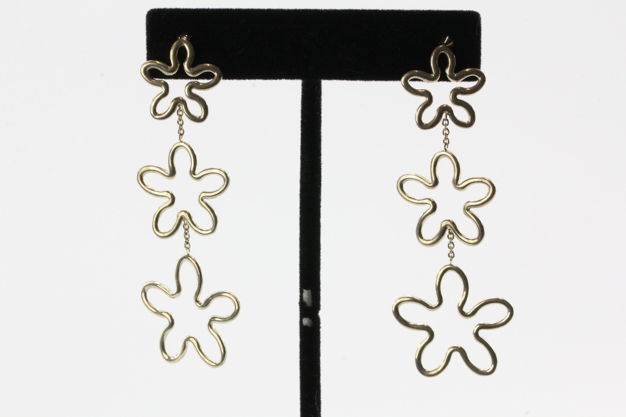 Tiffany & Co Sterling Silver RARE Plumeria Earrings - Queen May
