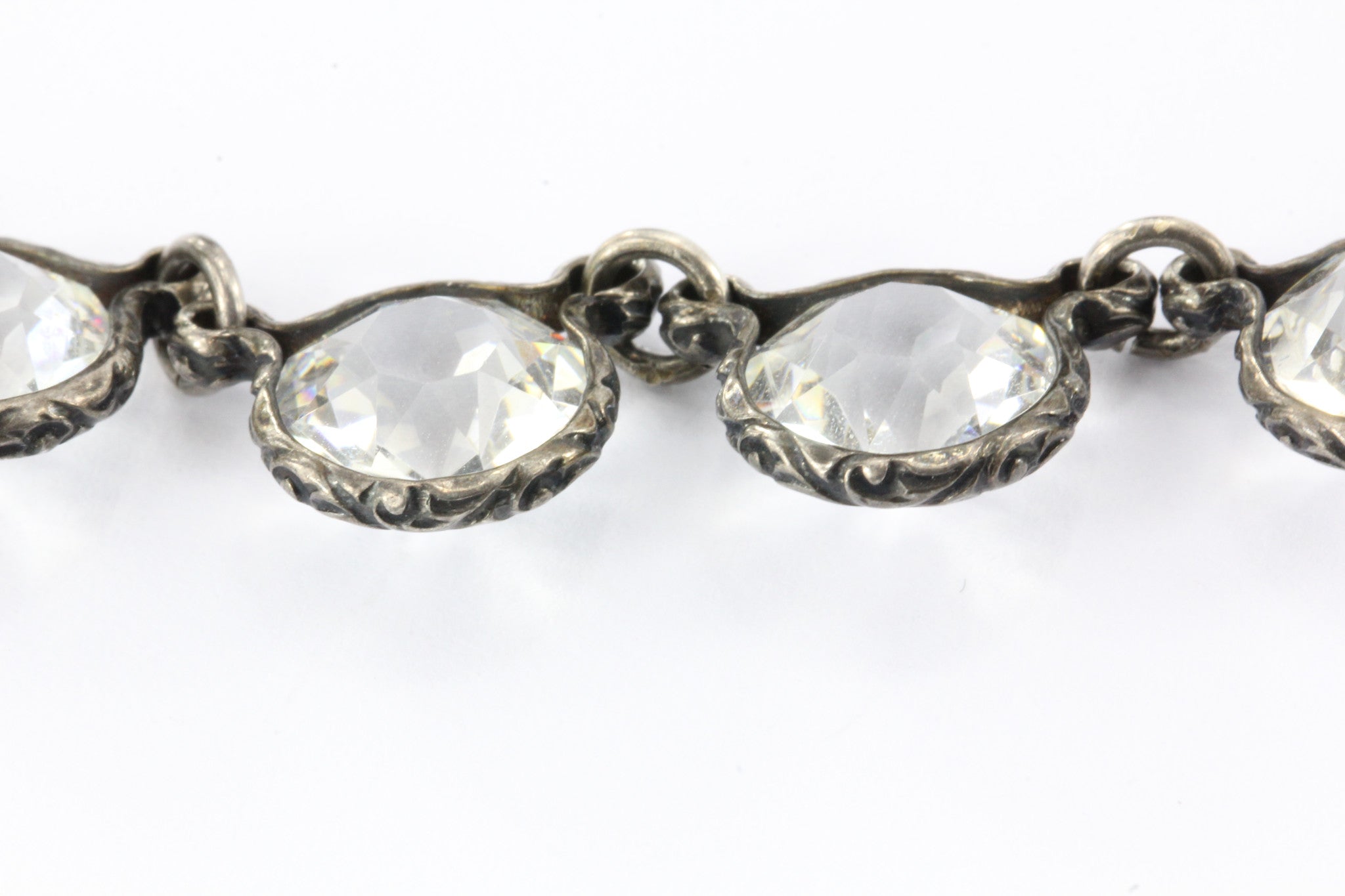 Antique Victorian Sterling Silver Paste / Crystal Necklace - Queen May