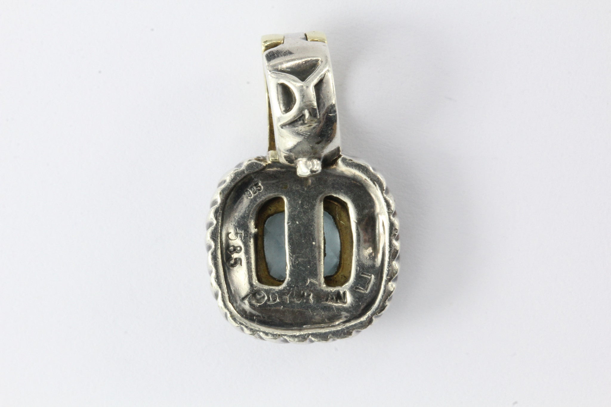 David Yurman Sterling Silver & 14K Gold Swiss Blue Topaz Pendant - Queen May