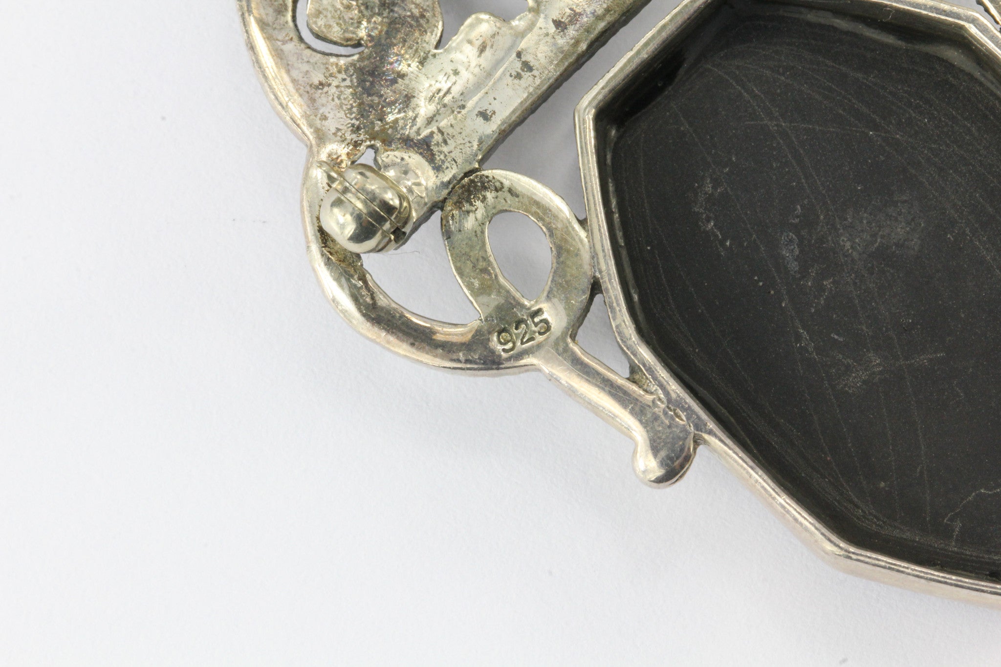 Vintage Art Deco Sterling Silver Marcasite & Onyx Greyhound Dog Brooch Pin - Queen May