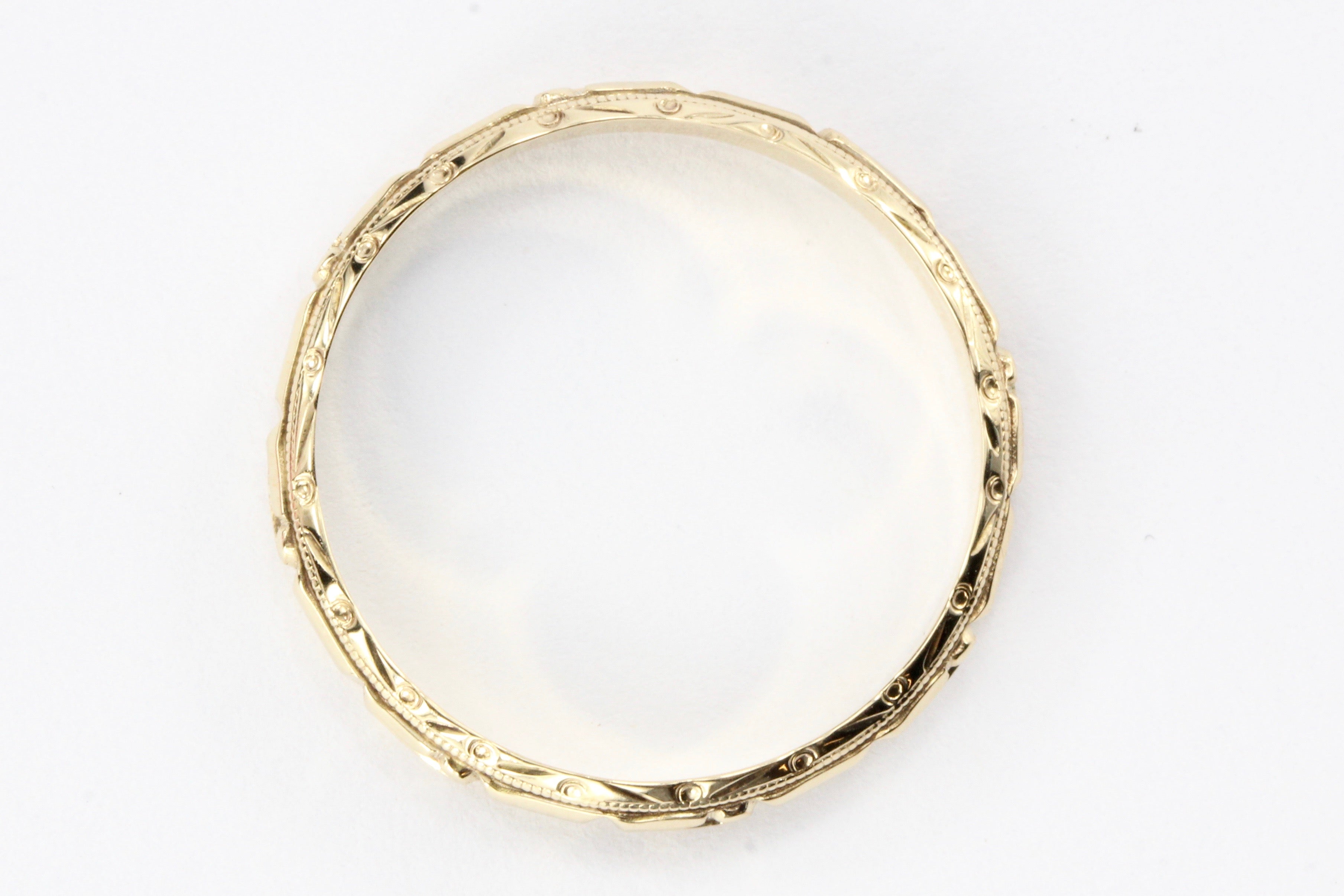 Art Deco 14K Rose Gold Mens Wedding Band c.1940's Size 9.75 - Queen May
