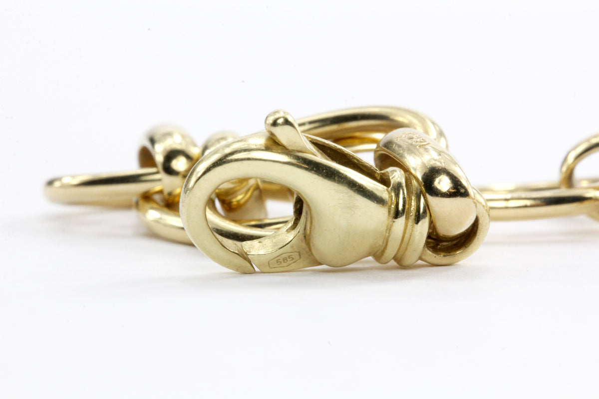 14K Yellow Gold Italian Oval Link Bracelet - Queen May