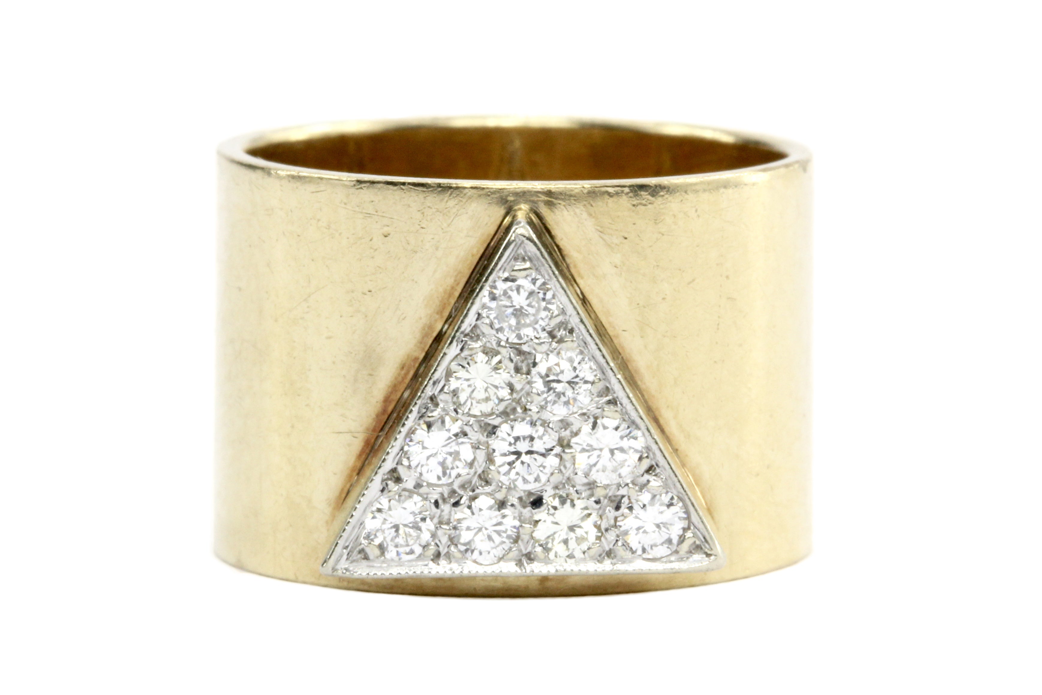 Retro 14K Gold Diamond Triangle Band Ring c.1970's - Queen May