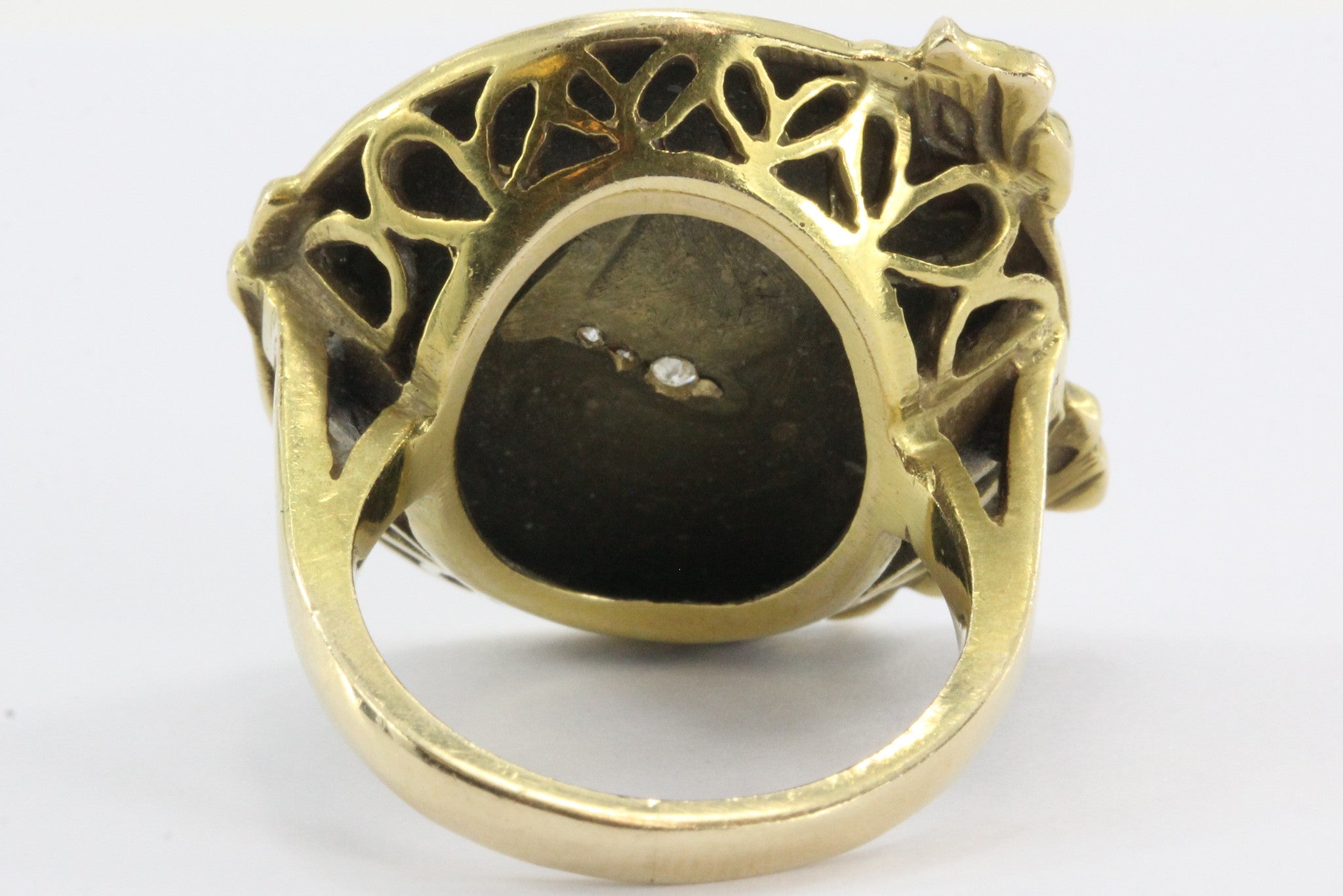 Art Nouveau 14K Gold & Diamond Gibson Girl w/ Iris Ring - Queen May