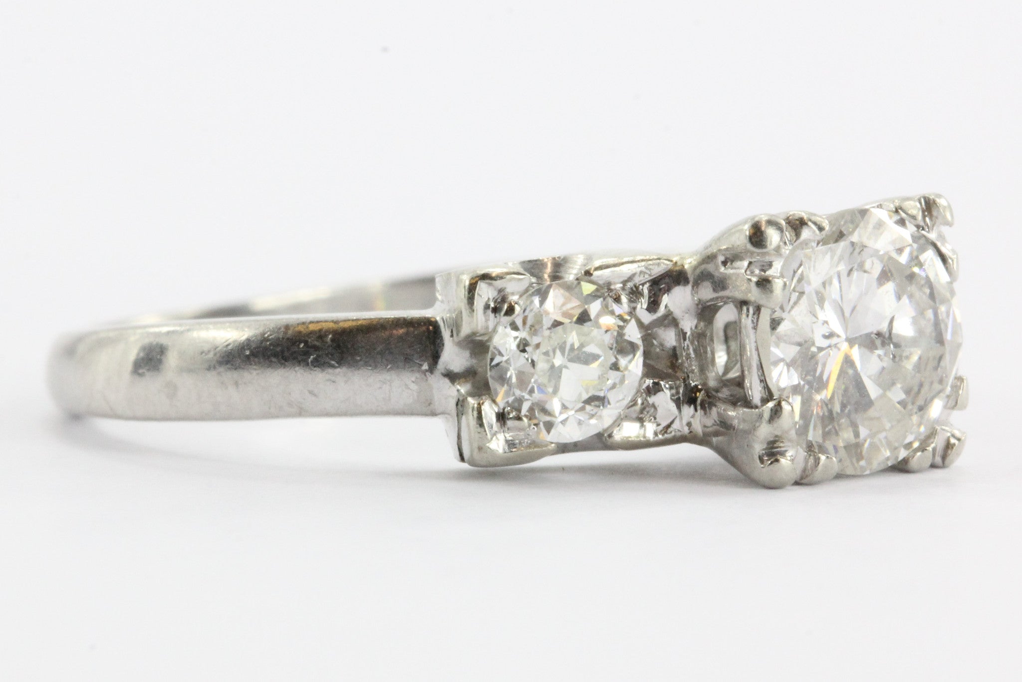 Antique 18K White Gold 1.5 CTW Diamond Engagement Ring - Queen May