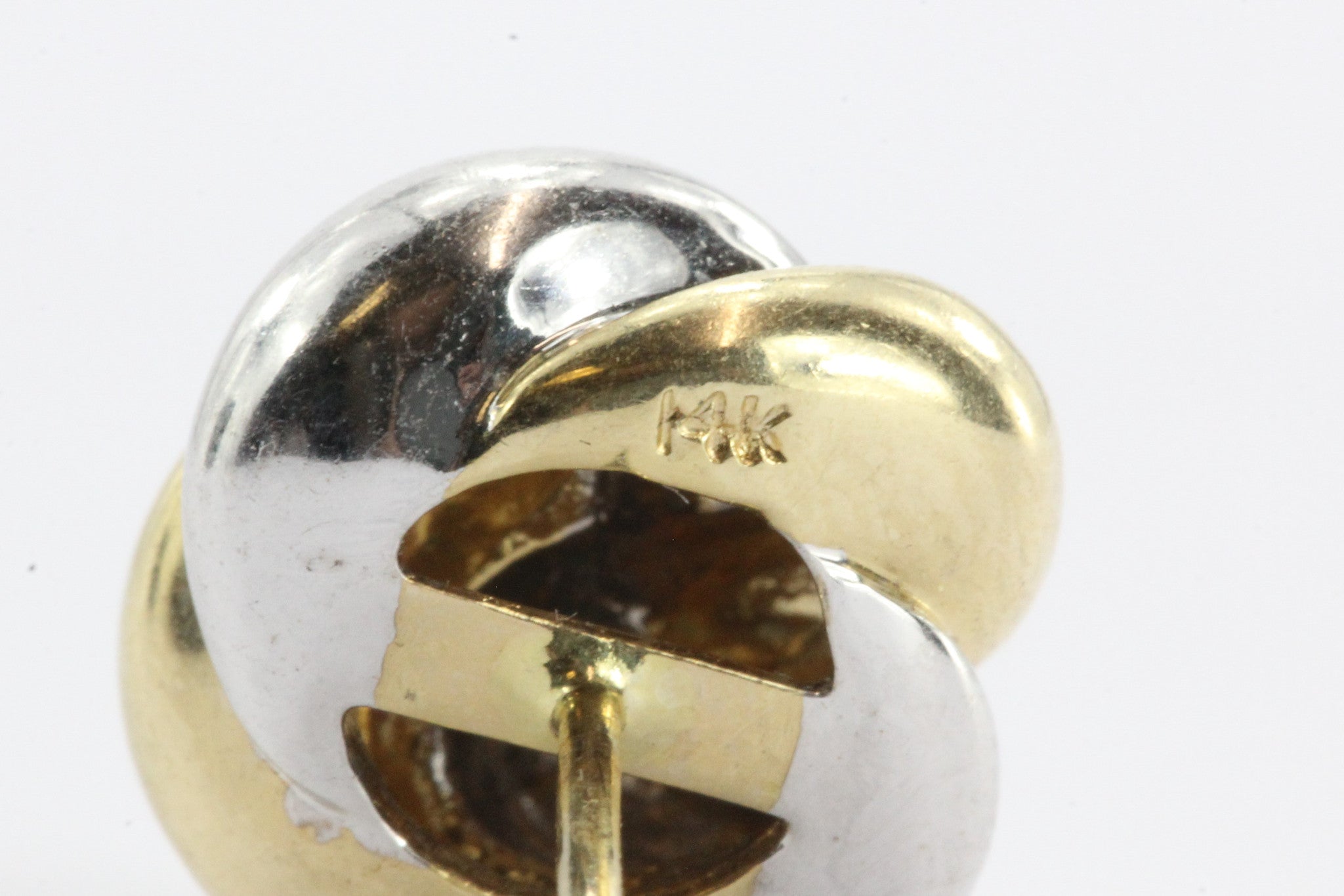14K White & Yellow Gold Woven Knot Earring Studs - Queen May