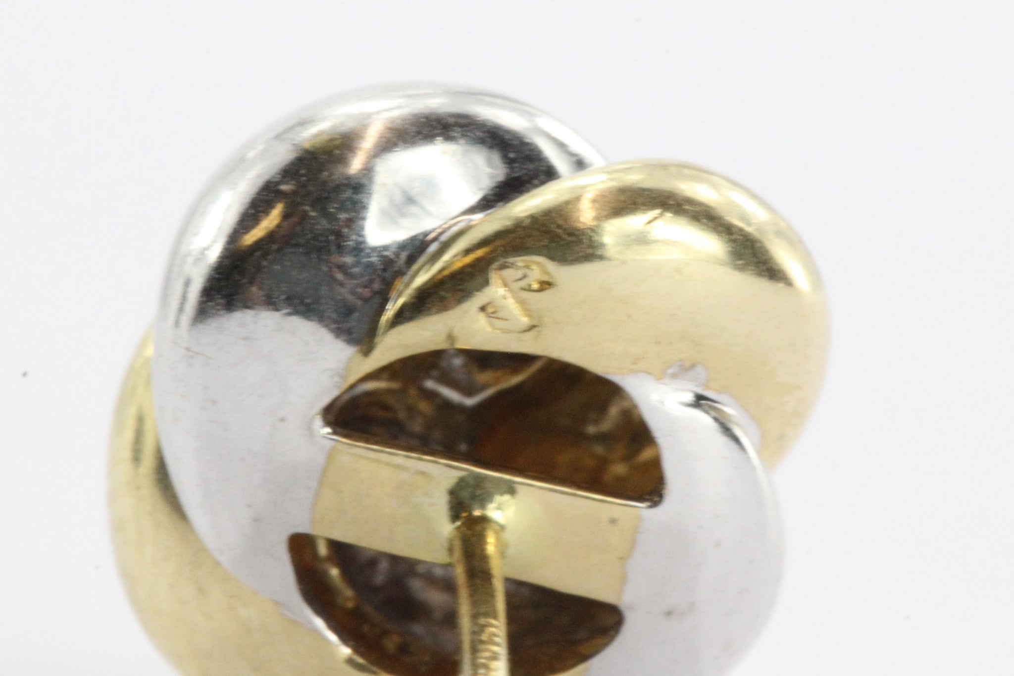 14K White & Yellow Gold Woven Knot Earring Studs - Queen May