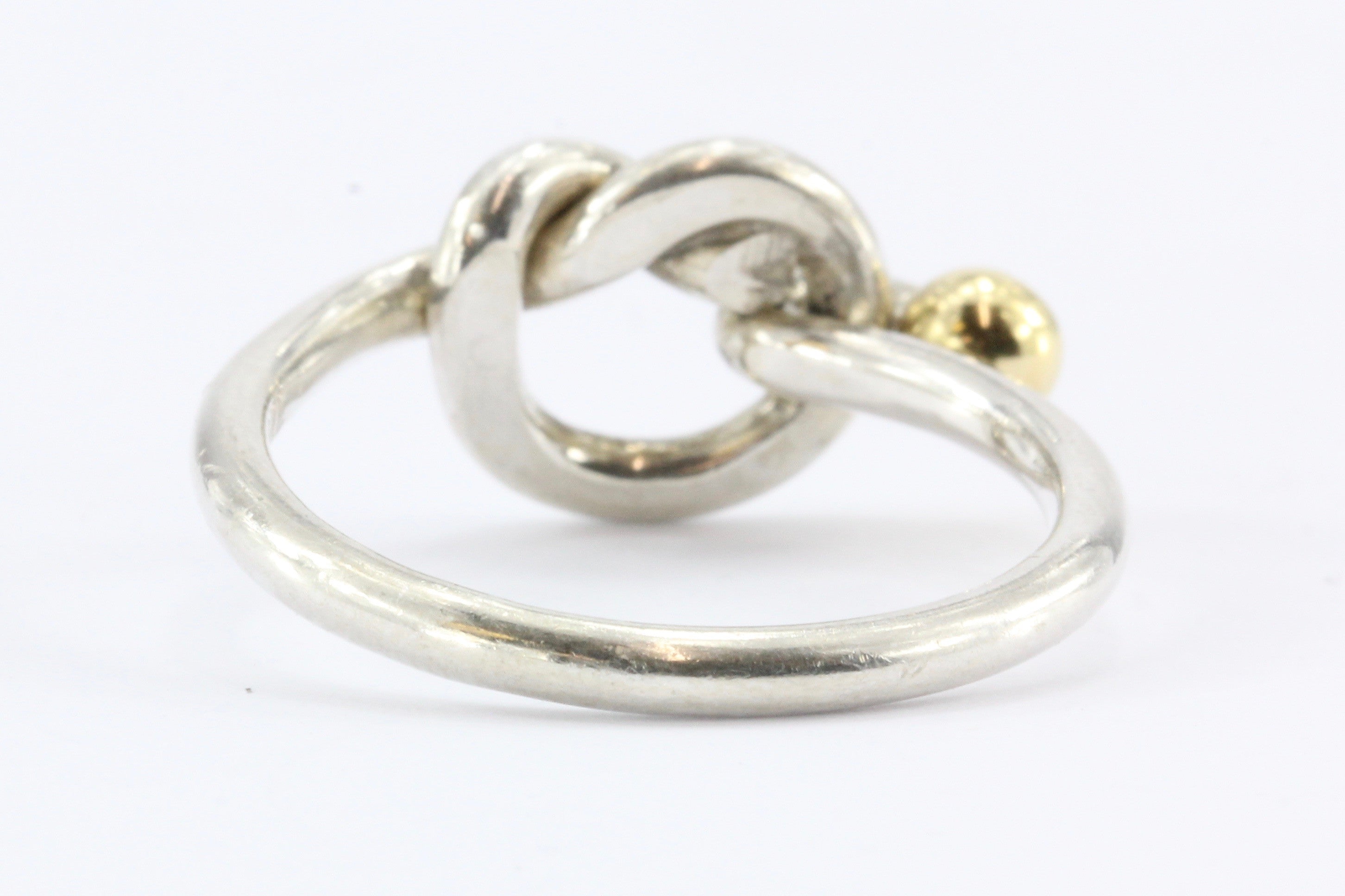 Tiffany & Co Sterling Silver & 18K Gold Love Knot Ring Size 7 - Queen May