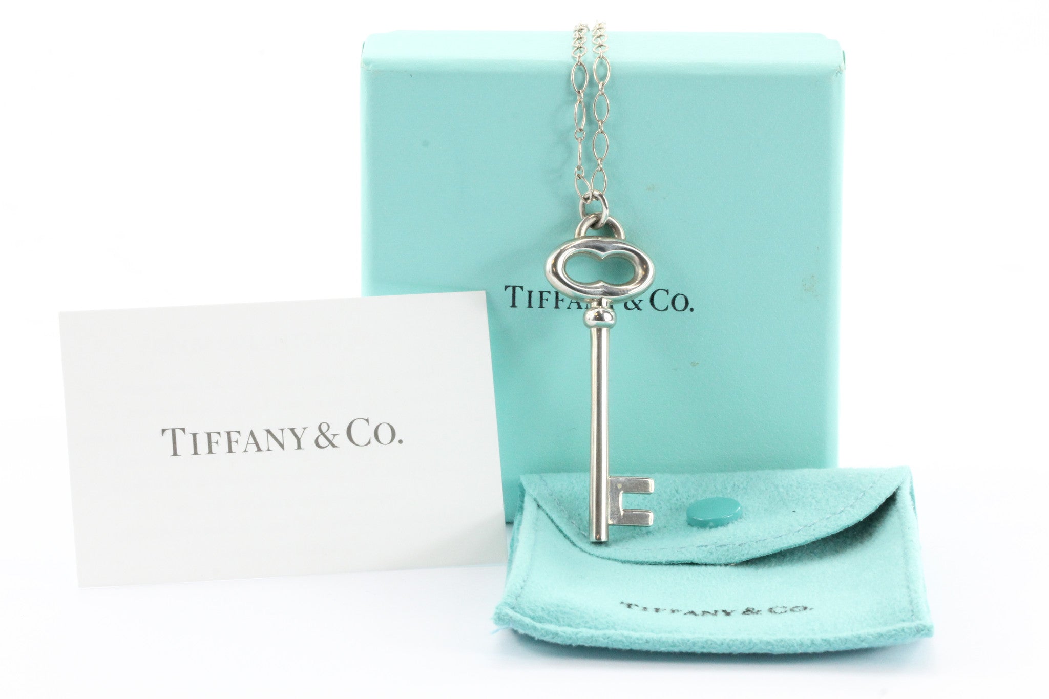 Tiffany & Co Sterling Silver Large Key Pendant Necklace 16" - Queen May