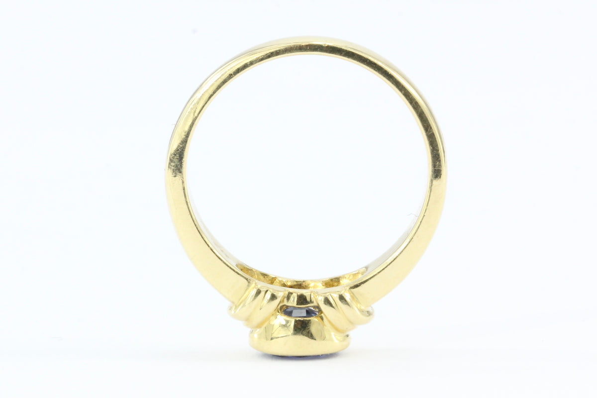 18k Gold .75 Carat Blue Sapphire Ring Band - Queen May