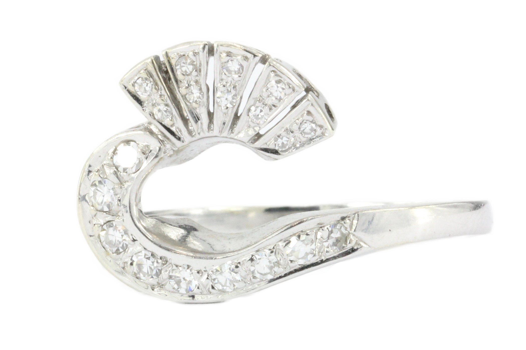 Retro 14K White Gold Diamond Ring Enhancer Jacket c.1950 - Queen May