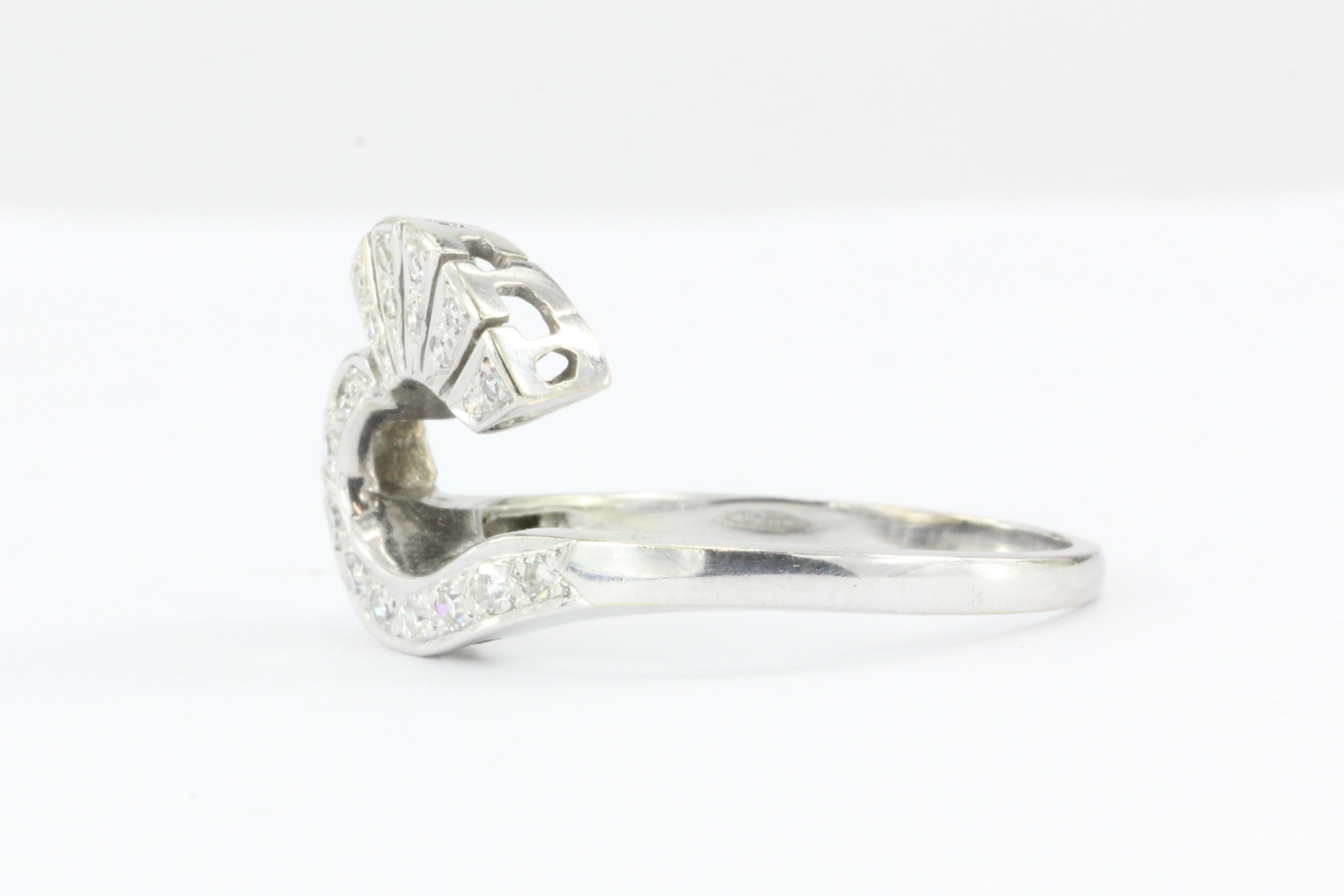 Retro 14K White Gold Diamond Ring Enhancer Jacket c.1950 - Queen May