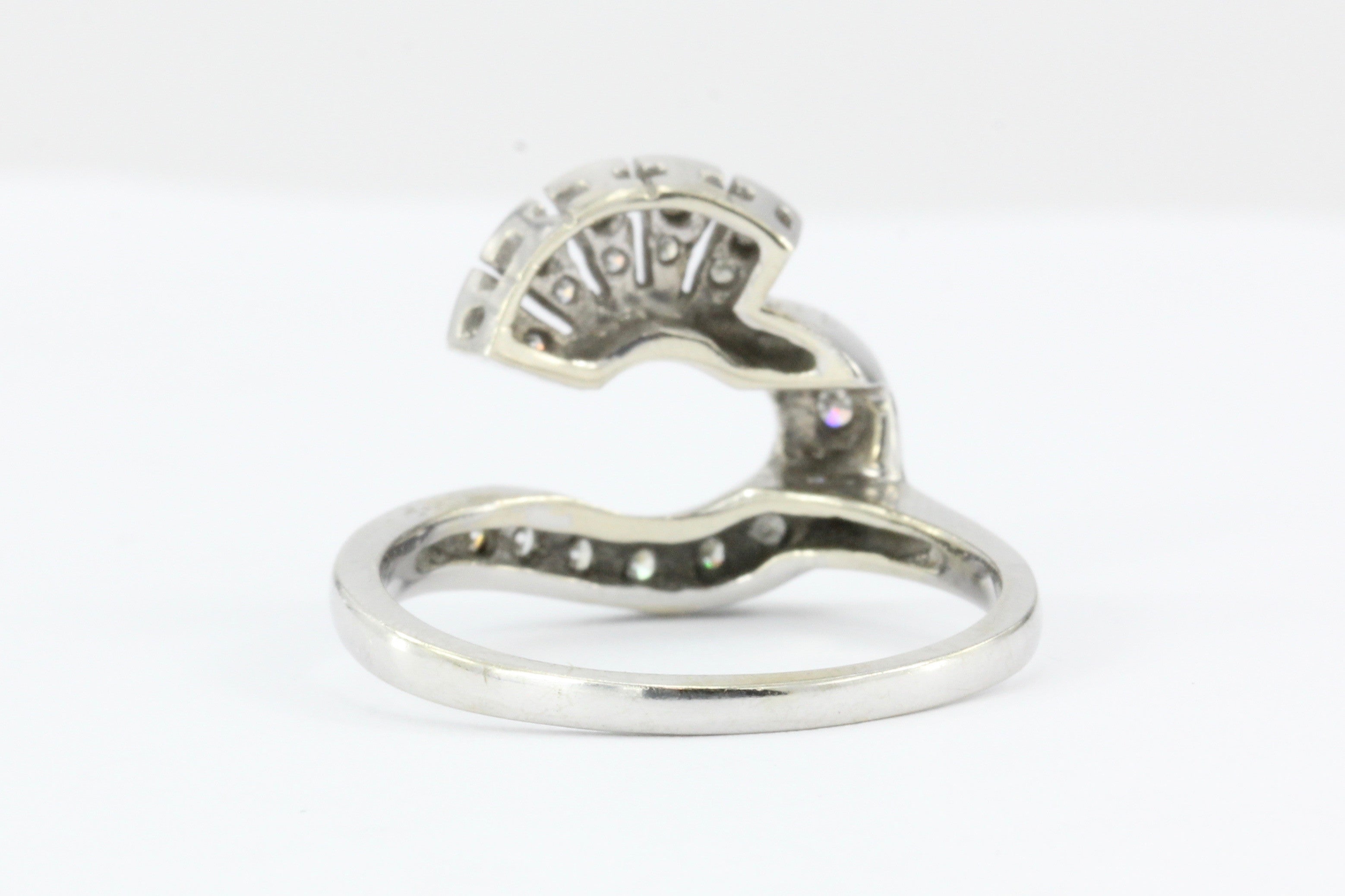 Retro 14K White Gold Diamond Ring Enhancer Jacket c.1950 - Queen May