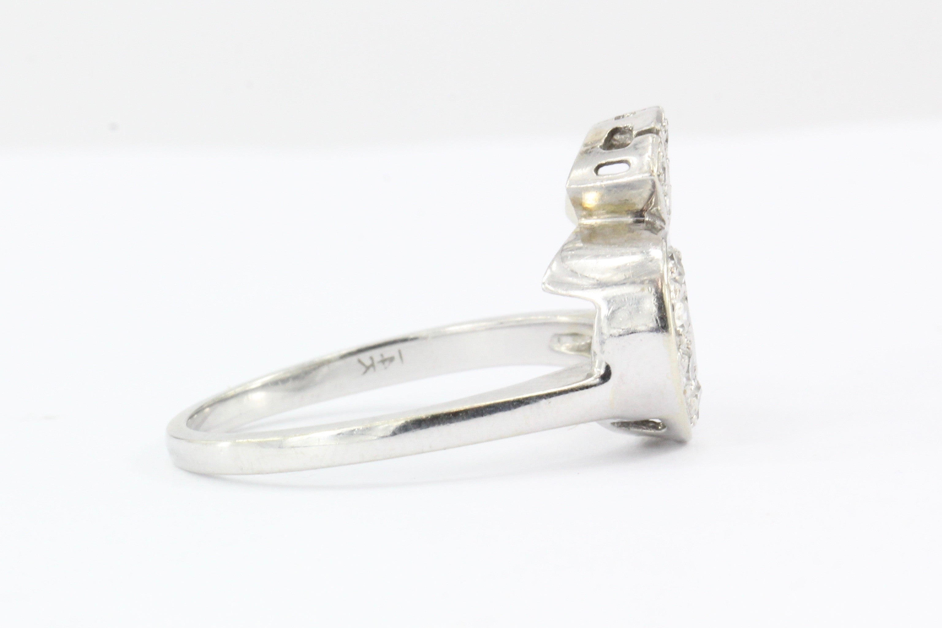 Retro 14K White Gold Diamond Ring Enhancer Jacket c.1950 - Queen May