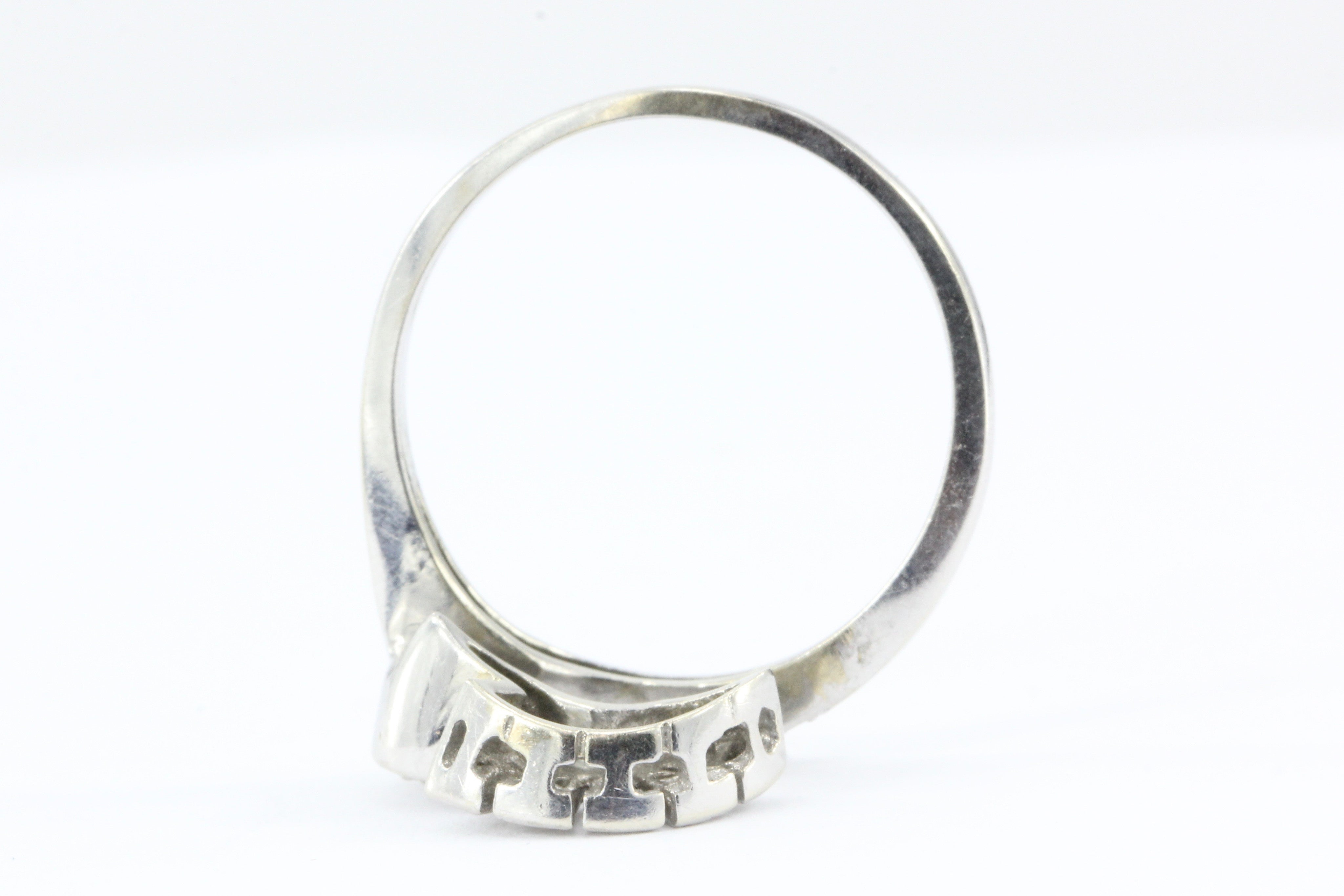 Retro 14K White Gold Diamond Ring Enhancer Jacket c.1950 - Queen May