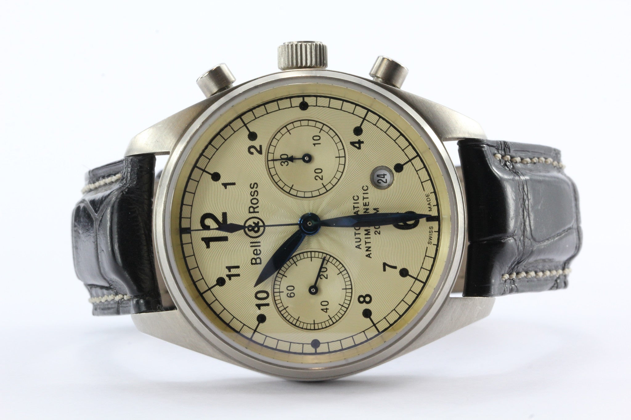 Bell & Ross Vintage 126 Automatic Chronograph 18k White Gold 39mm Watch - Queen May