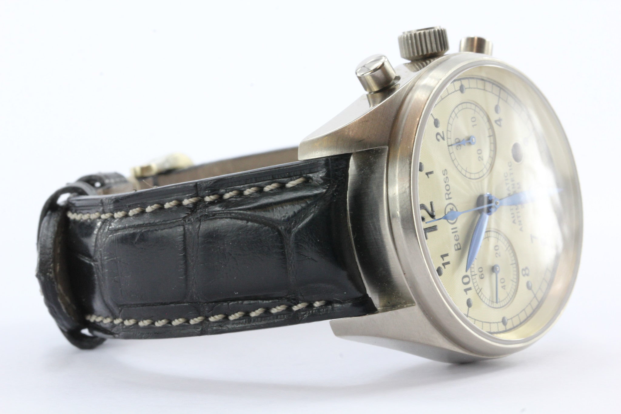 Bell & Ross Vintage 126 Automatic Chronograph 18k White Gold 39mm Watch - Queen May