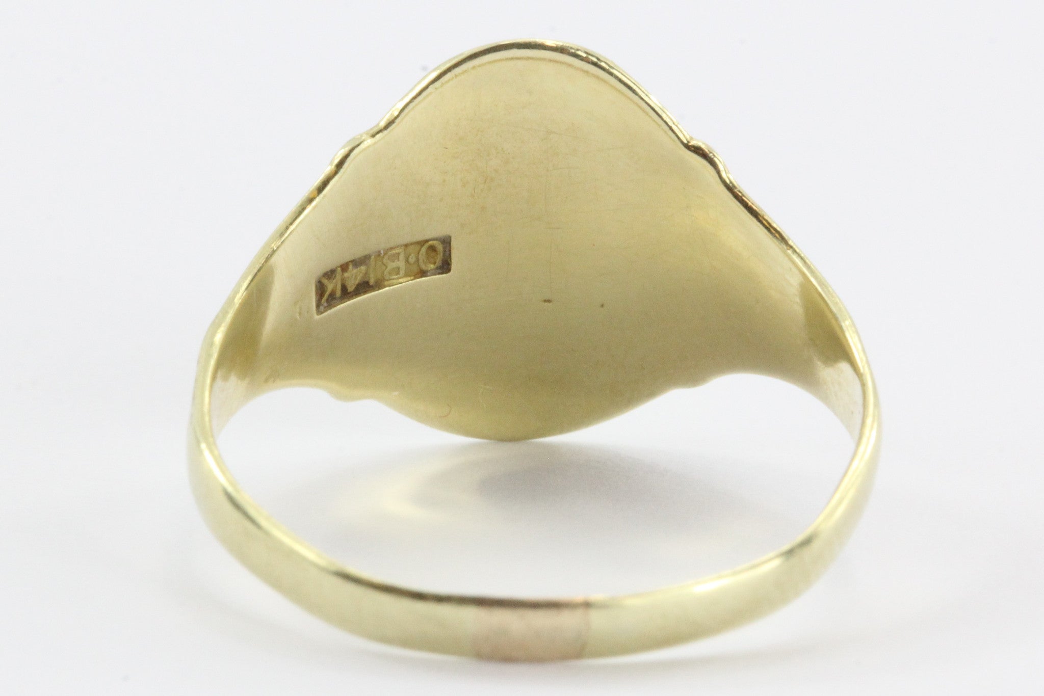 Antique 14K Gold Ostby & Barton Gothic Signet Ring HP - Queen May