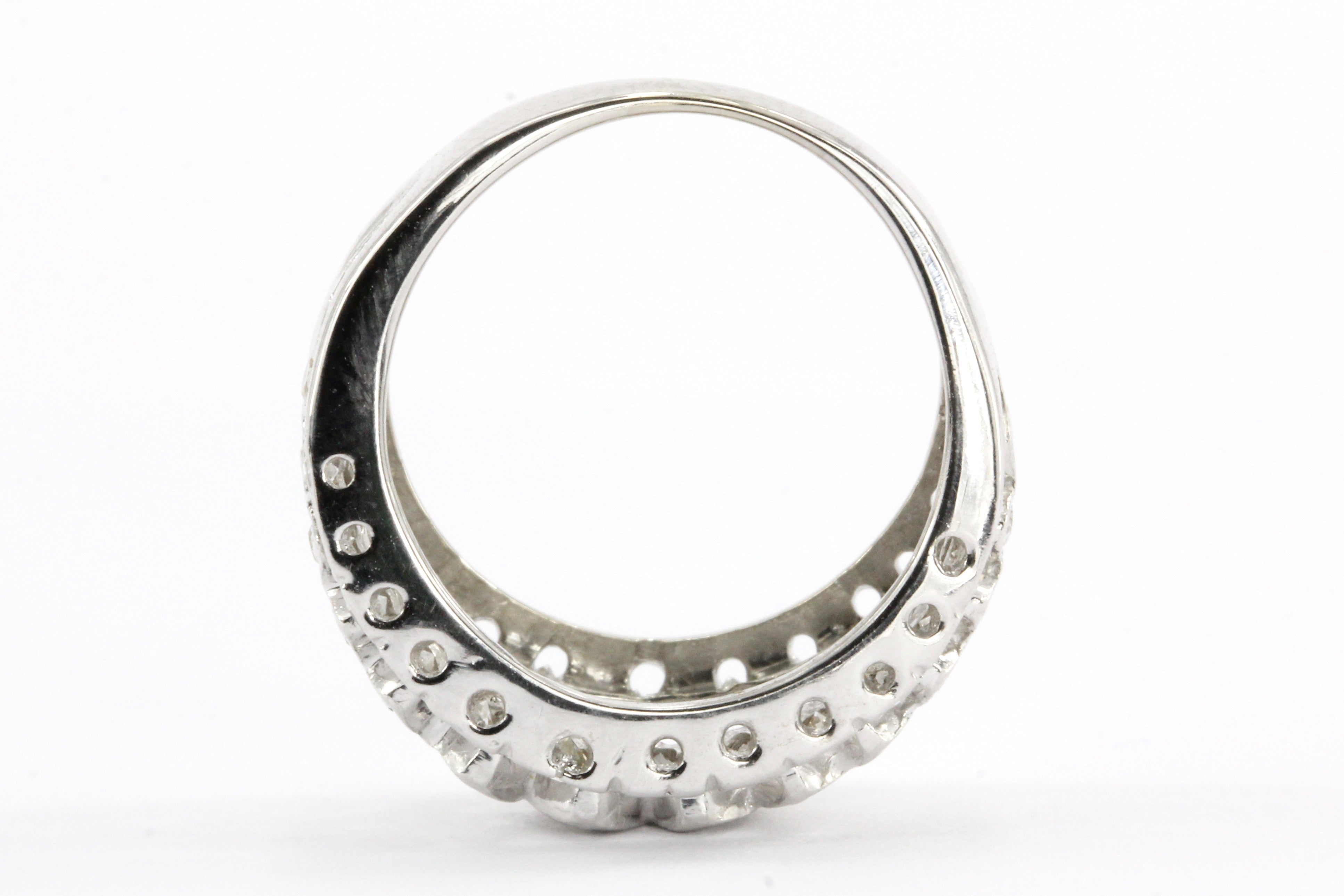 Art Deco 14K White Gold Diamond Band Ring Size 4.5 c.1930's - Queen May