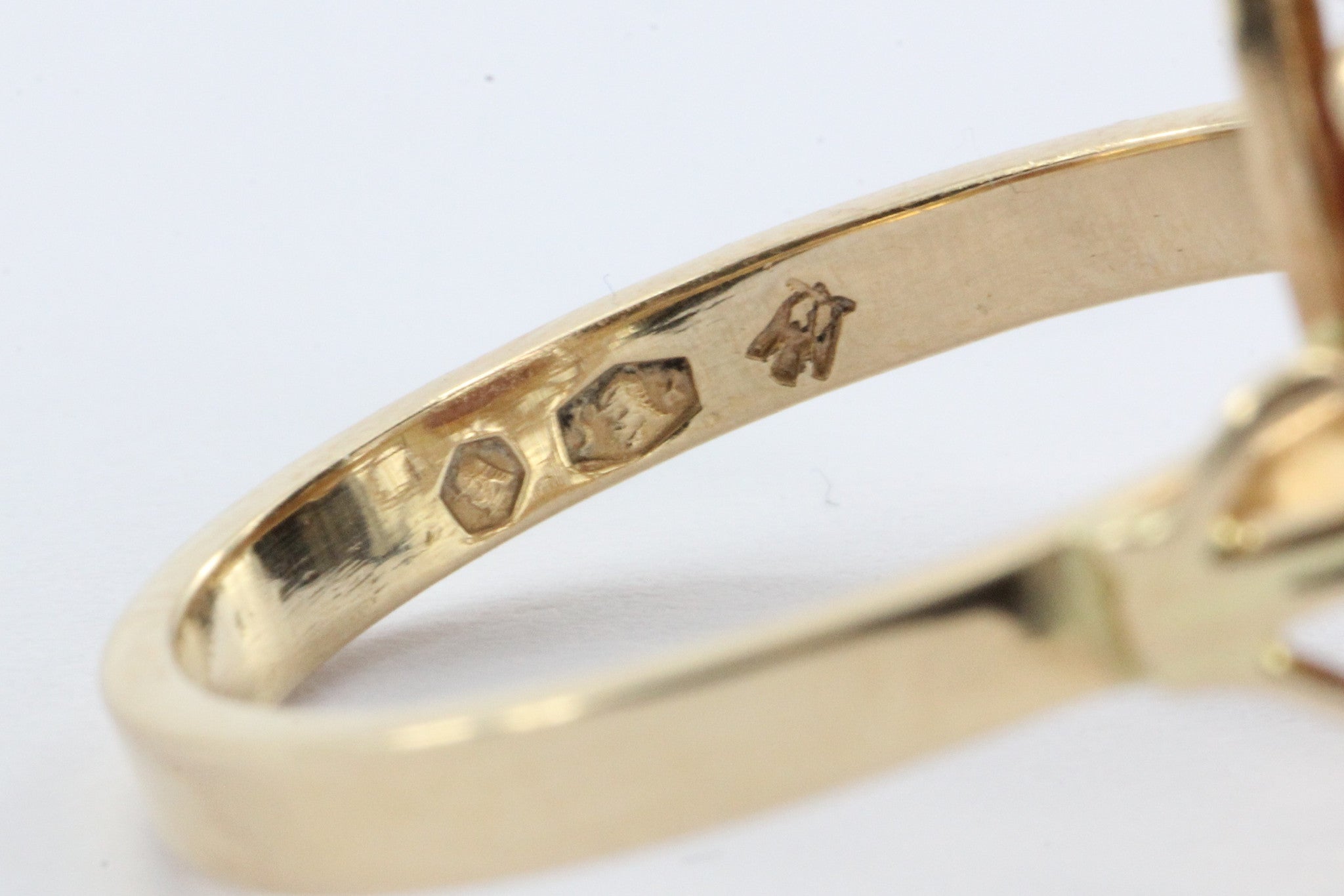 Antique Polish 14K Gold Red Coral Ring 1920 - 1931 Crakow Poland - Queen May