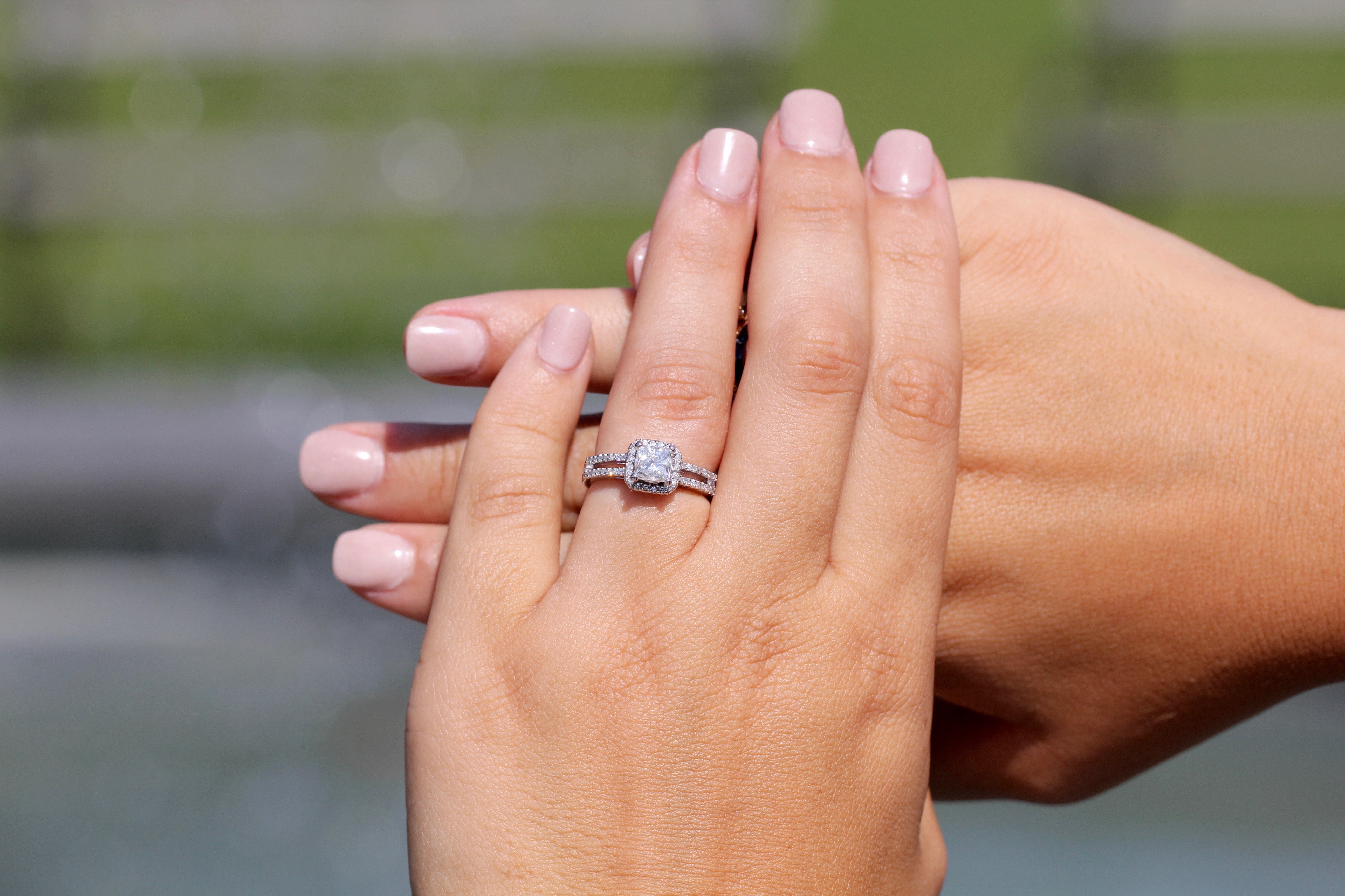14K White Gold 1.12 CT Princess Cut Diamond Engagement Ring Size 6.25 - Queen May