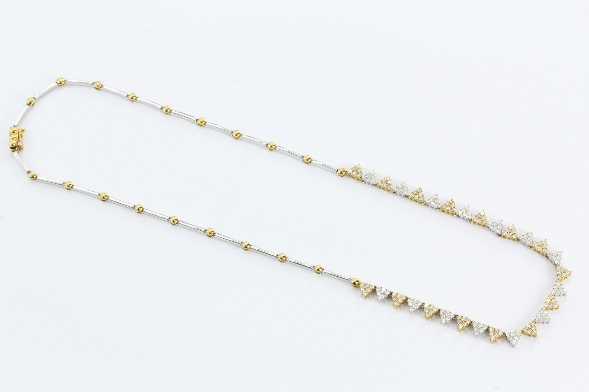 18K White & Yellow Gold Diamond Modernist Necklace - Queen May