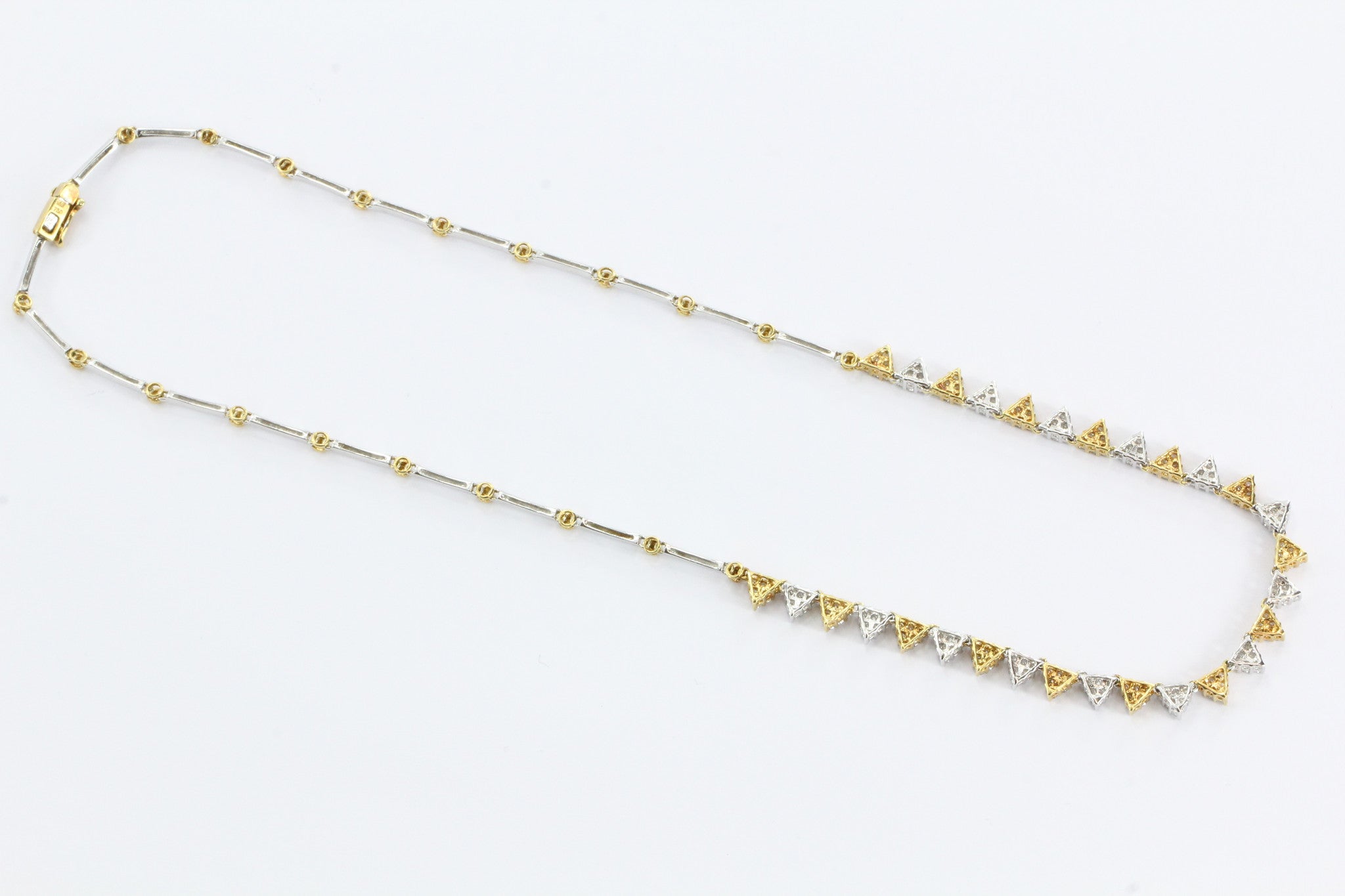 18K White & Yellow Gold Diamond Modernist Necklace - Queen May
