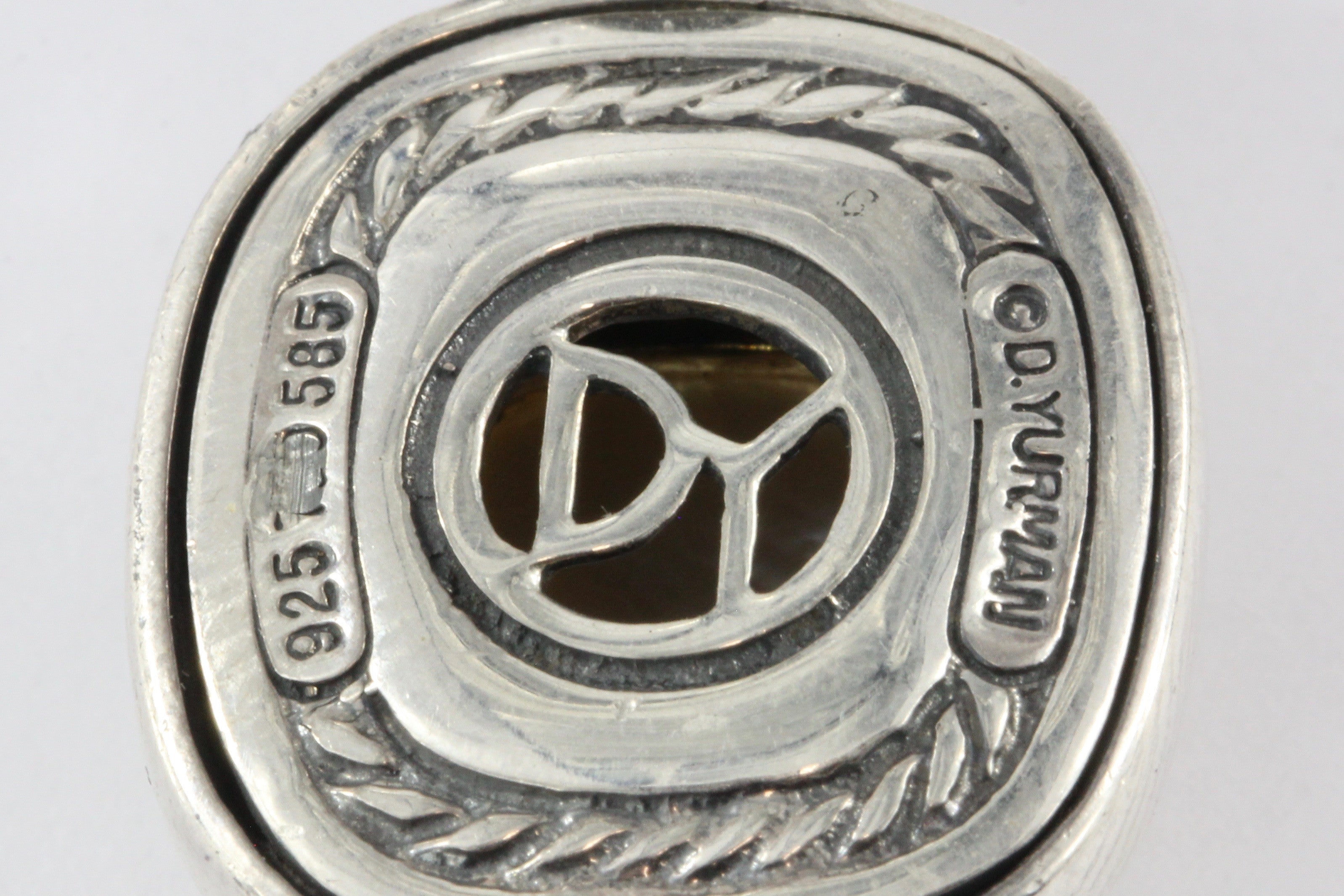 David Yurman Sterling Silver 14K Gold Mabe Pearl Albion Pendant Enhancer - Queen May