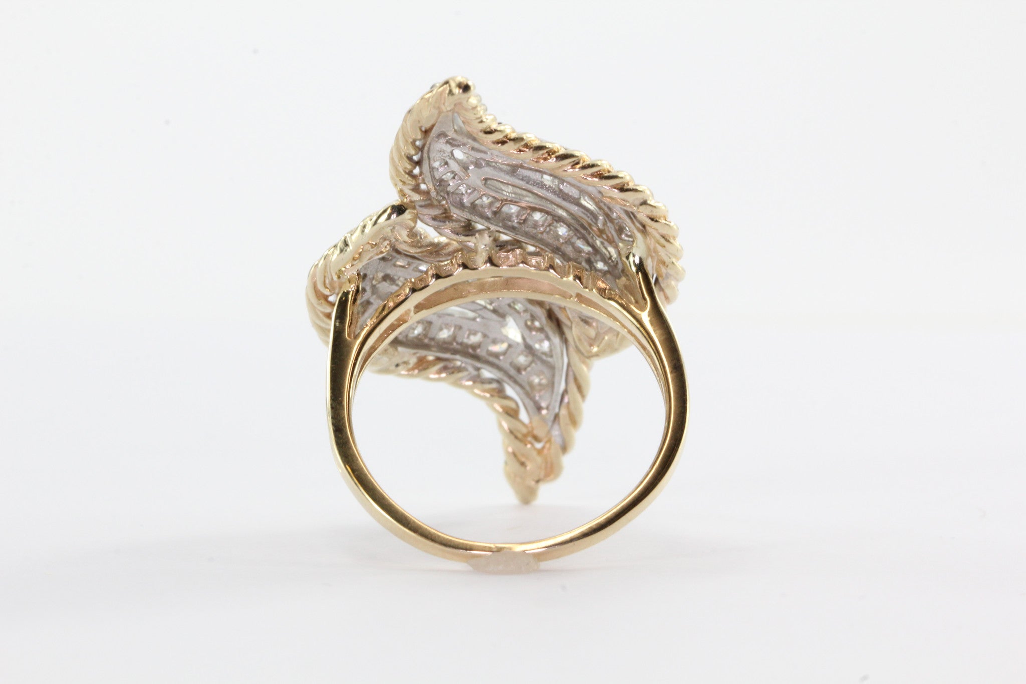 Vintage Retro 14K White & Yellow Gold Diamond Chunky Conversion Ring - Queen May