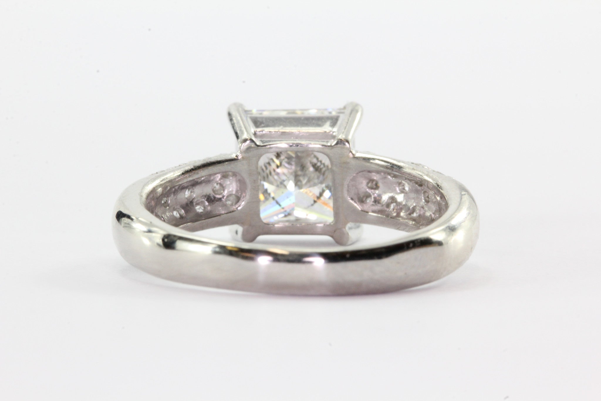Platinum 2.433 CT Square Brilliant Cut Diamond Engagement Ring 2.85 CTW - Queen May