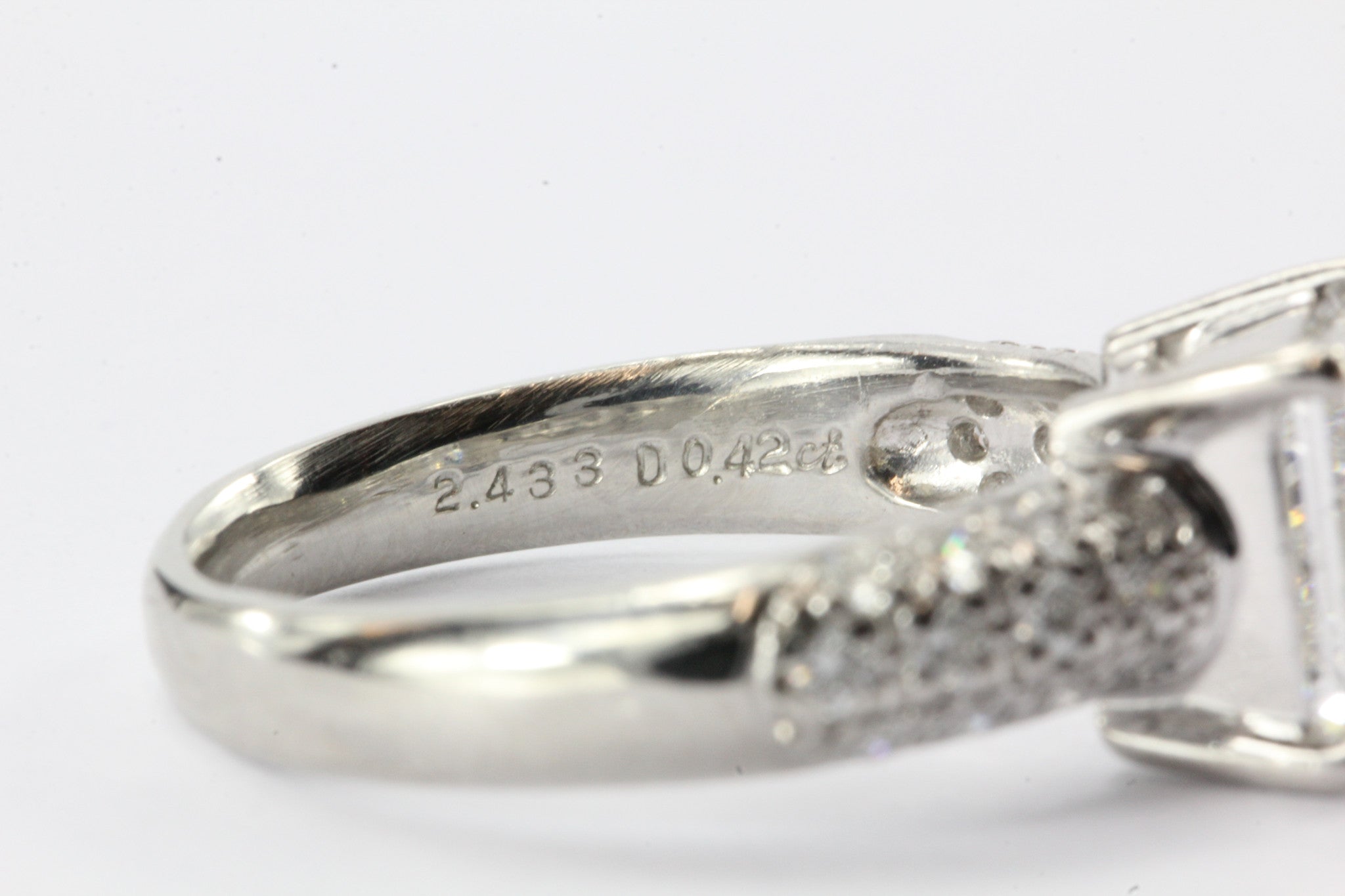 Platinum 2.433 CT Square Brilliant Cut Diamond Engagement Ring 2.85 CTW - Queen May