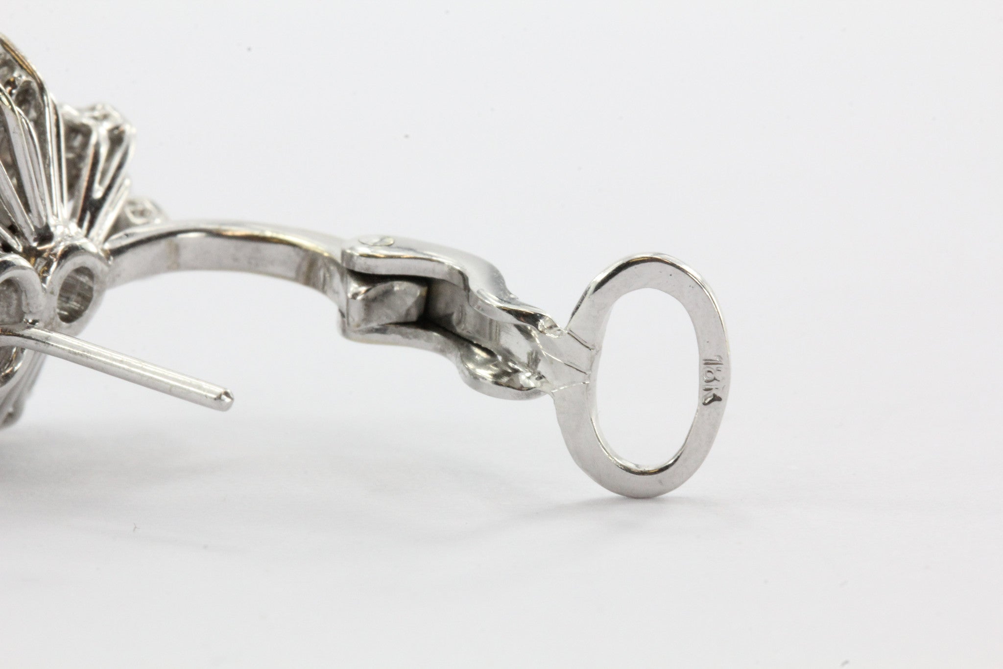 Vintage 18K White Gold Diamond & Ruby Cluster Earrings 2 CTW - Queen May