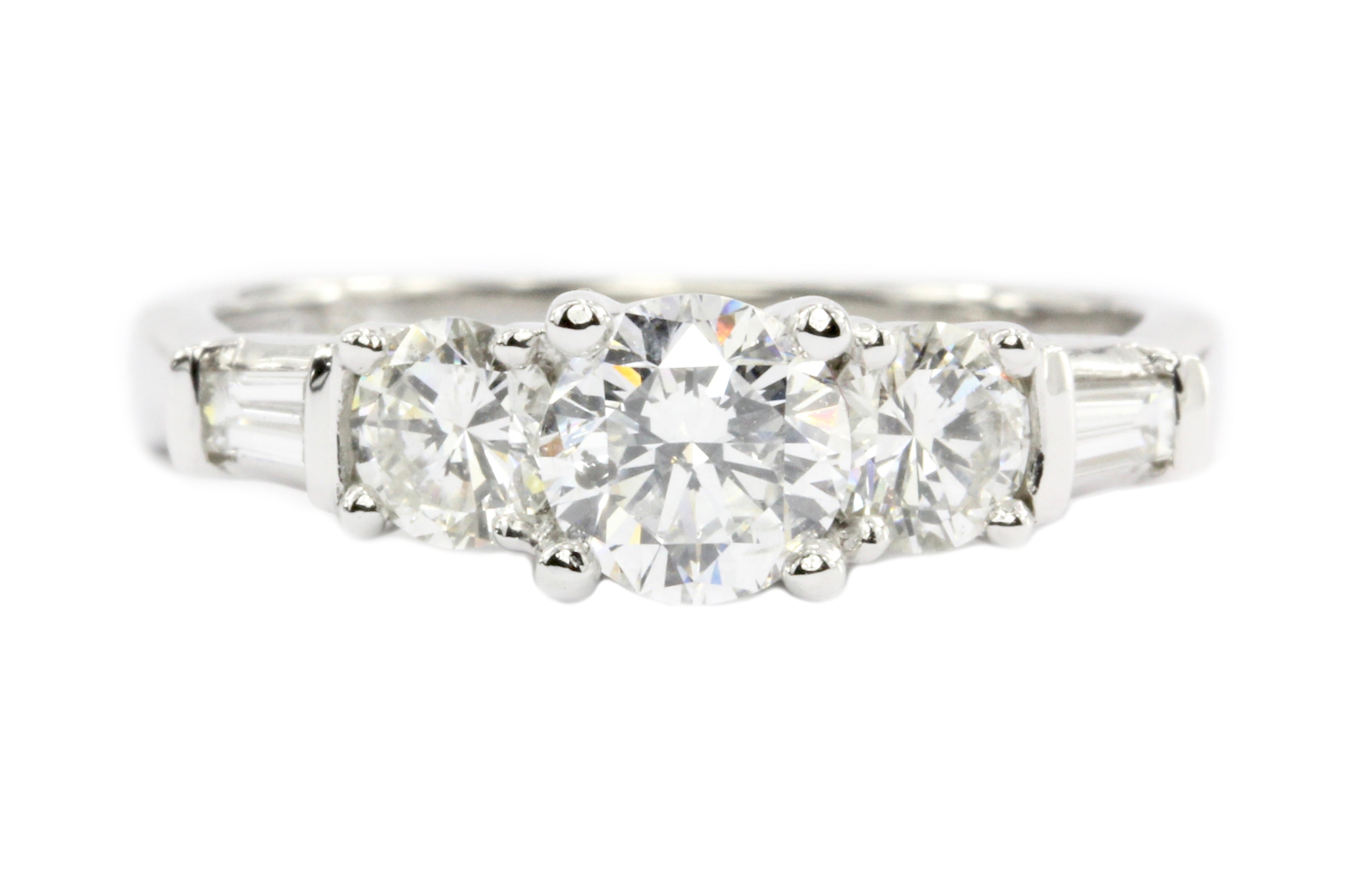 Platinum 3 Stone Diamond Engagement Ring - Queen May