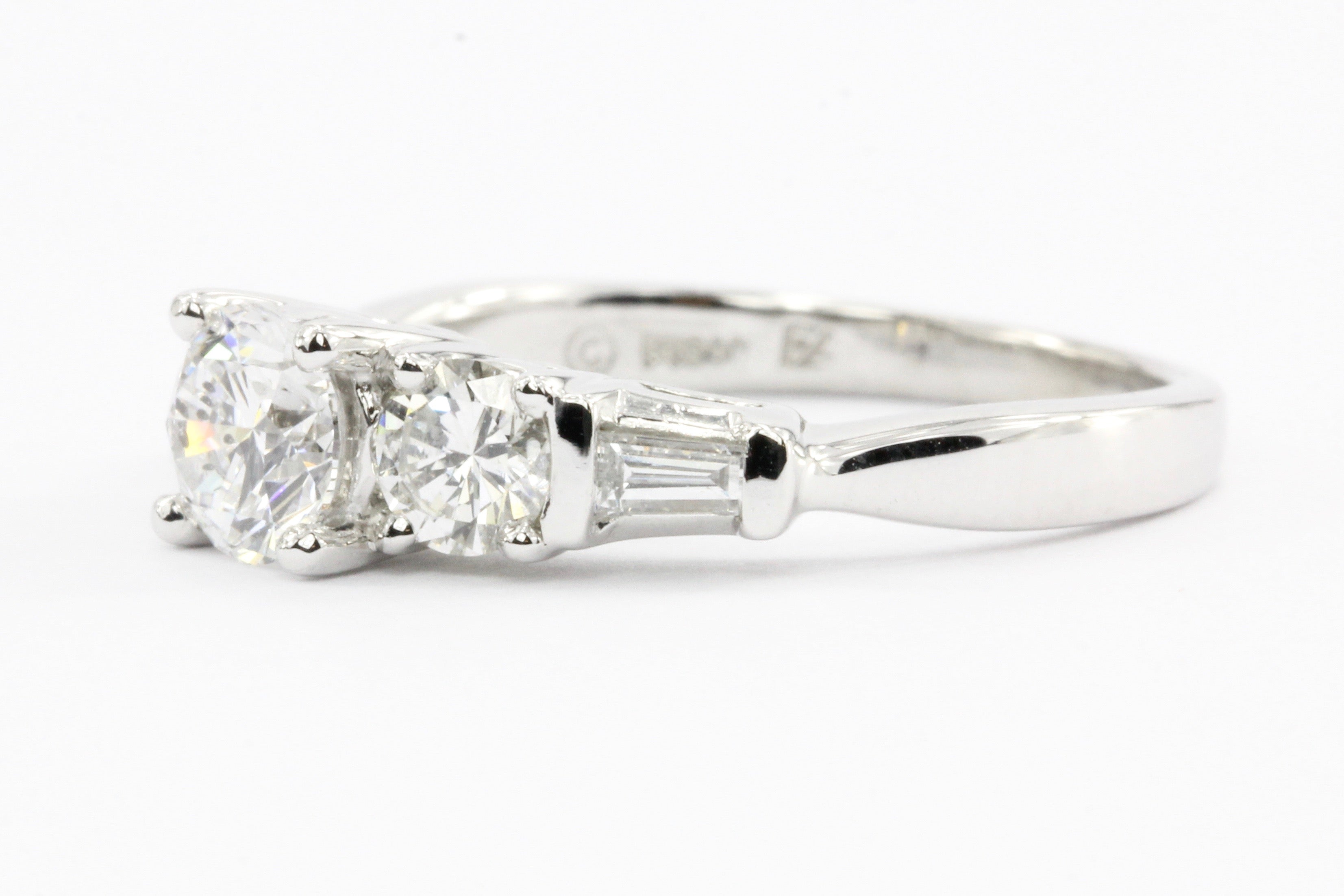 Platinum 3 Stone Diamond Engagement Ring - Queen May
