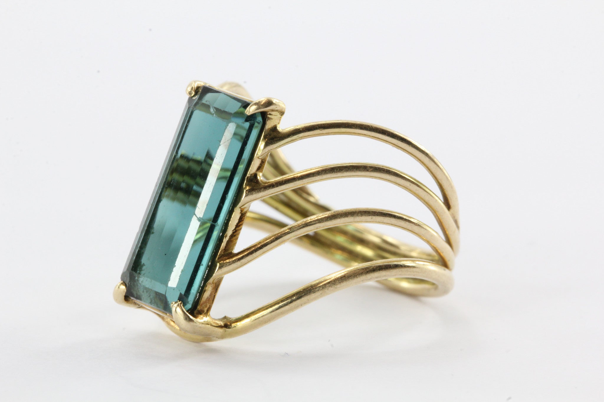 14K Gold 3 Carat Indicolite Blue Tourmaline Ring - Queen May