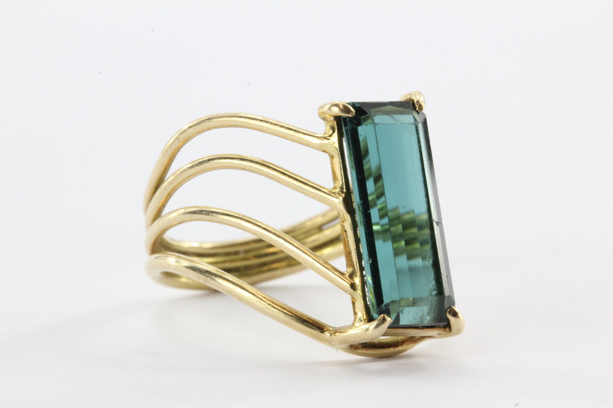 14K Gold 3 Carat Indicolite Blue Tourmaline Ring - Queen May
